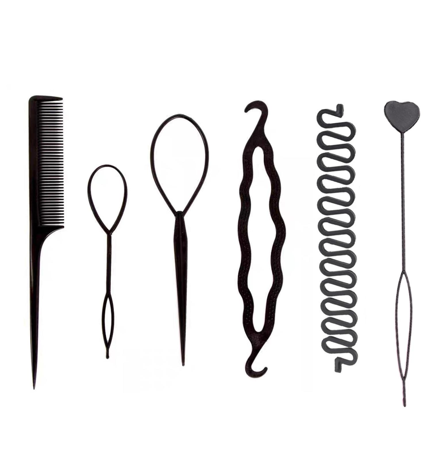 Topsy Tail Hair Tool Set - 6pcs Hair Looping & Braiding Kit for Fast Styling- Perfect for Straight, Curly Hair & Wedding Hairstyles - Buy Online on GoSupps.com