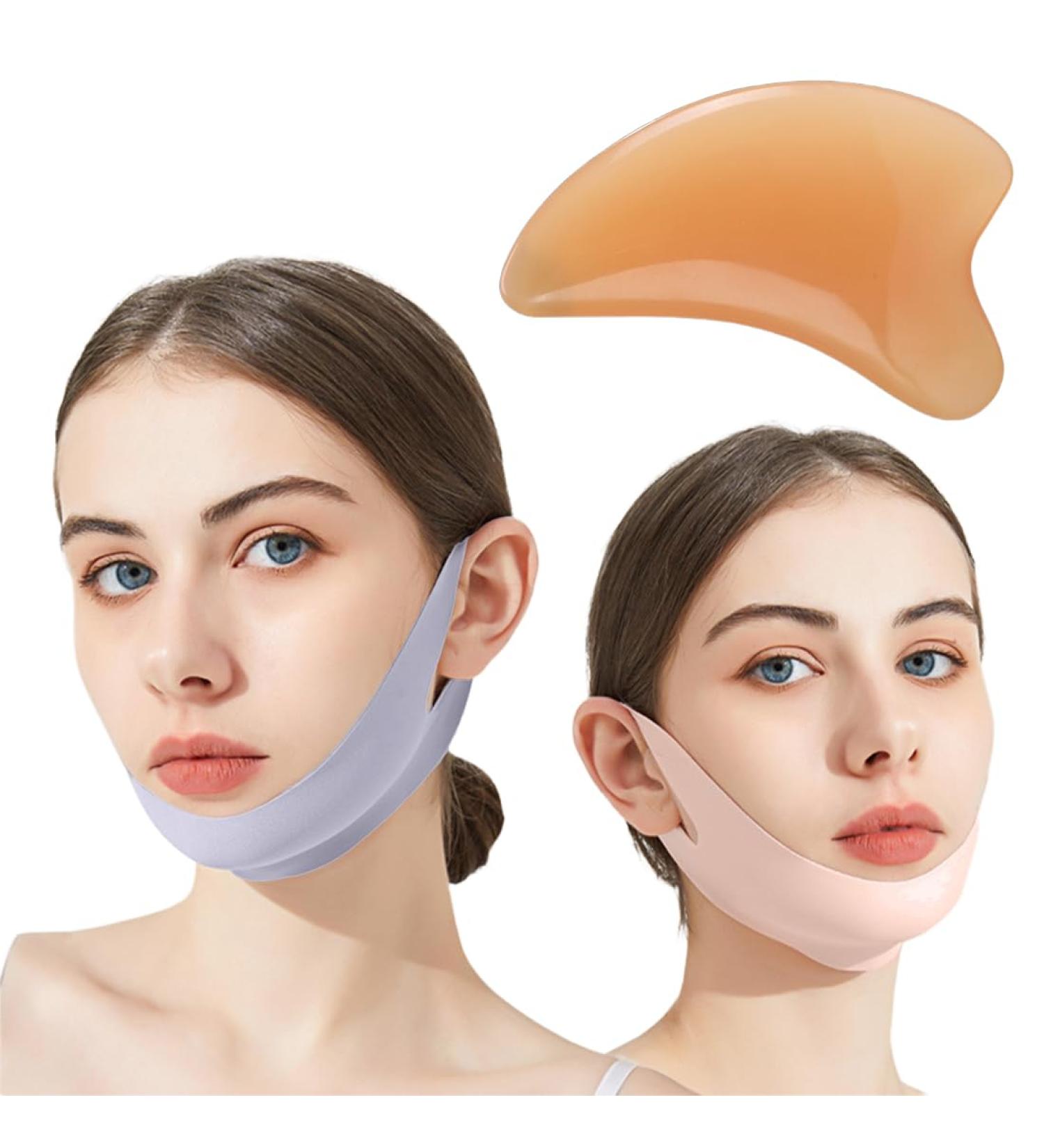 2 PCS R utilisable Masque En Forme De V et 1 Masseur Facial Double Menton Masques Faciaux En V Pour Les Femmes adapt e un usage quotidien - Buy Online on GoSupps.com