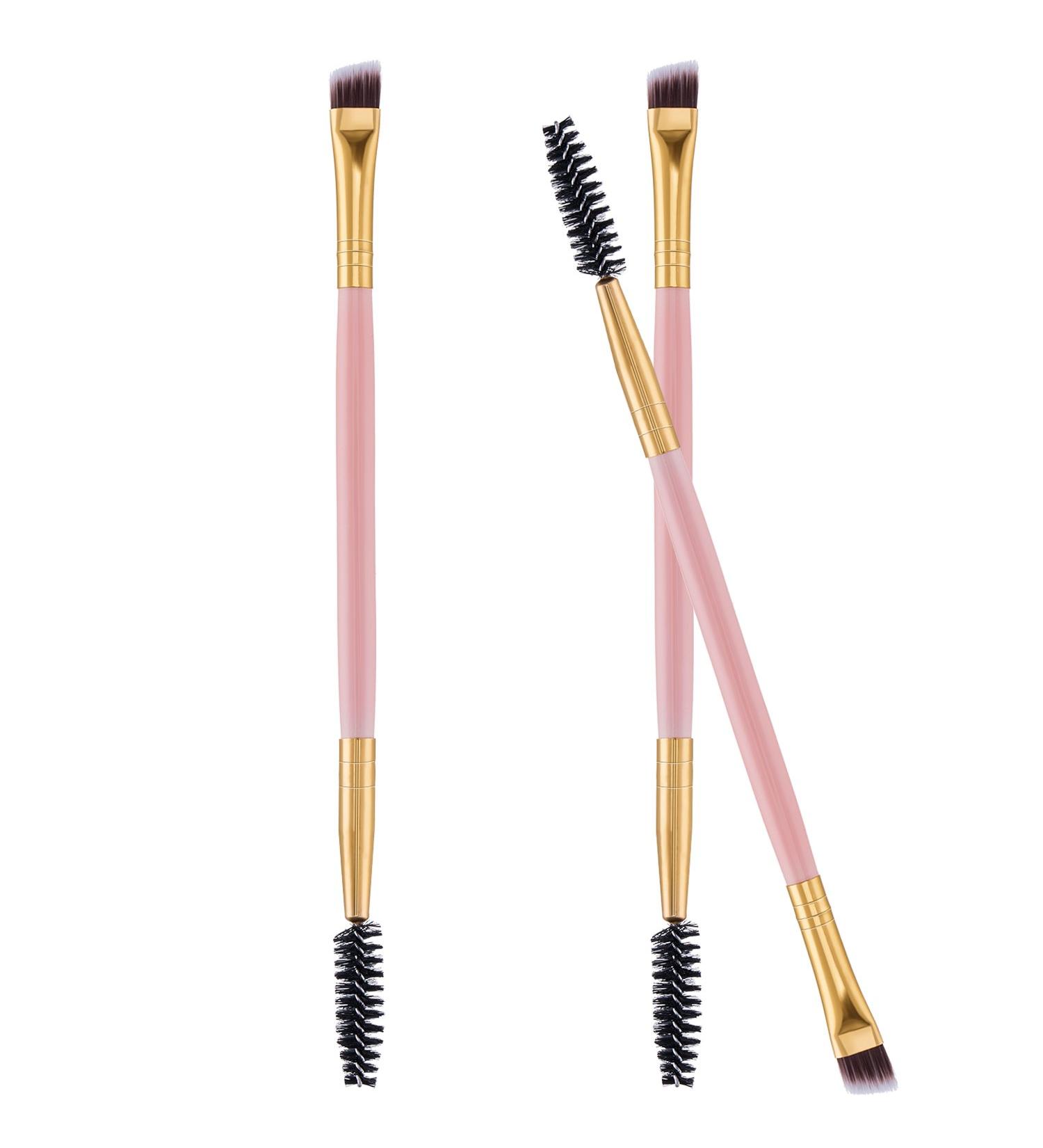Frienda 3 Pack Eyebrow Brush & Spoolie Set - Double Handle Angled Brush and Comb for Brow Powders, Waxes, Gels - Pink - Buy Online on GoSupps.com