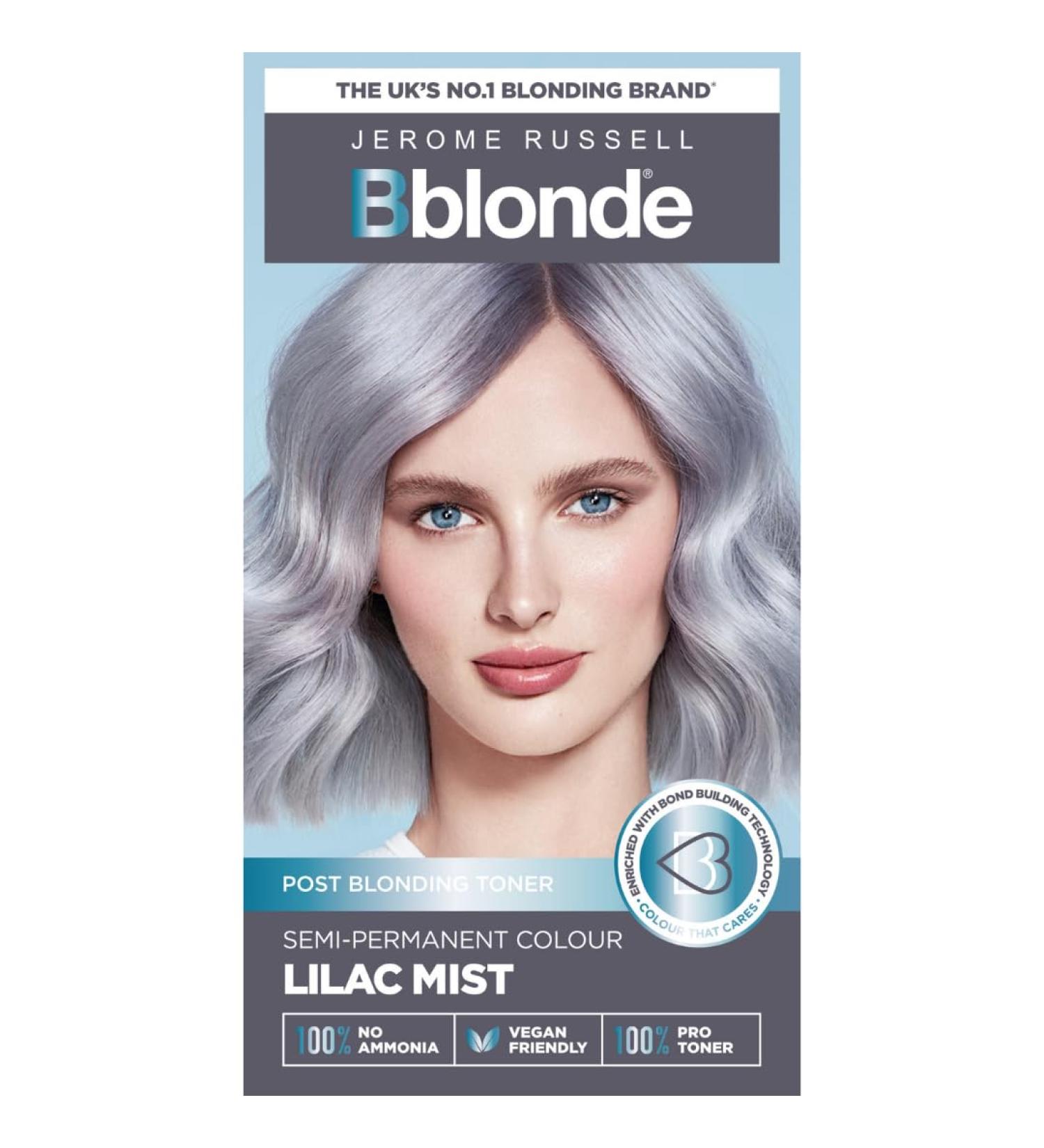 Jerome Russell Bblonde Lilac Mist Post-Blonding Toner - Semi-Permanent Hair Dye Kit with Brazil Nut Oil - Vegan formula for Pre-Lightened & Blonde Hair - Buy Online on GoSupps.com