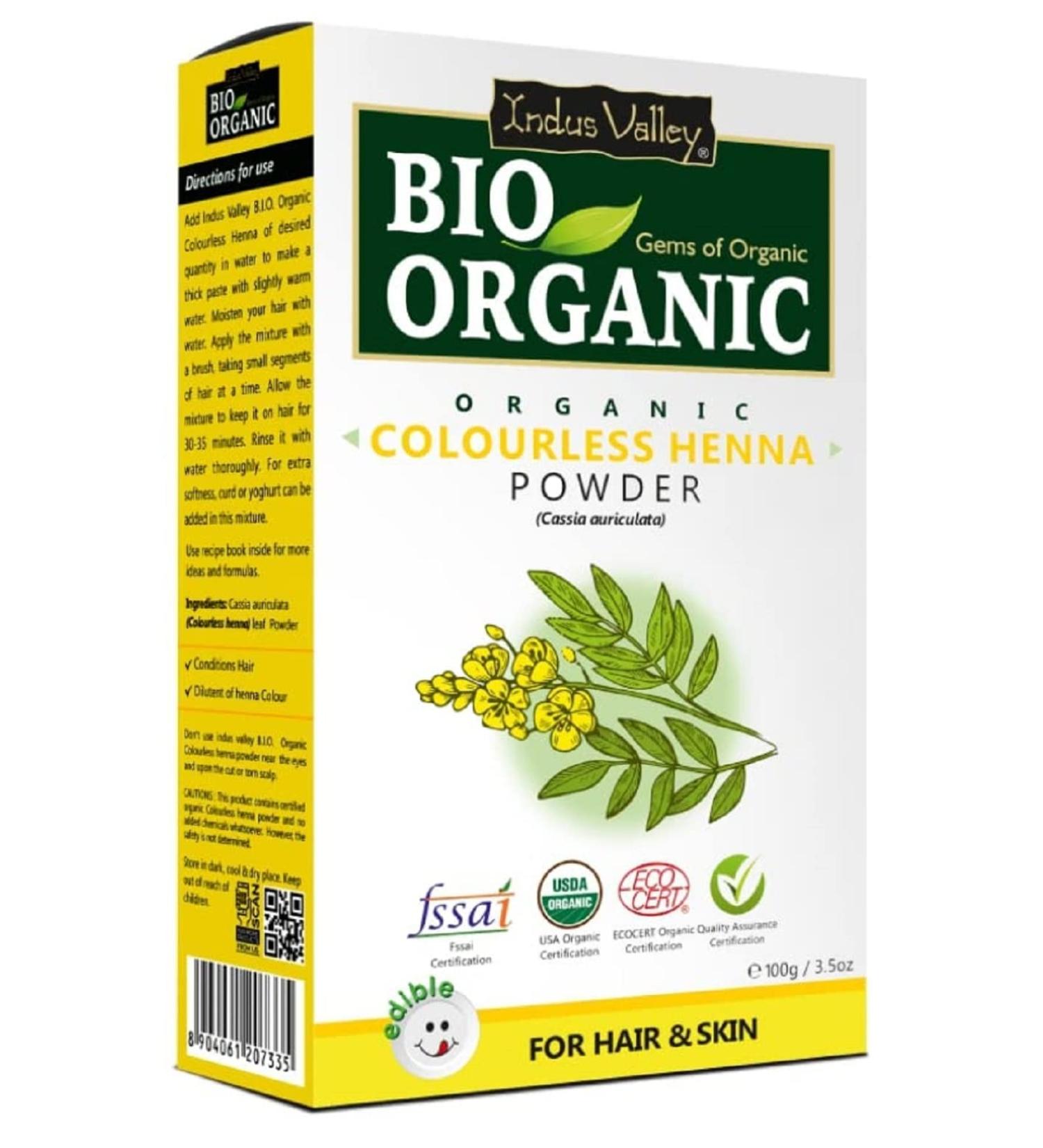 Cassia Powder Colourless Organic Herbal for Hair with 100% Organic Henna Hair Dye in 12 Shades - Buy Online on GoSupps.com