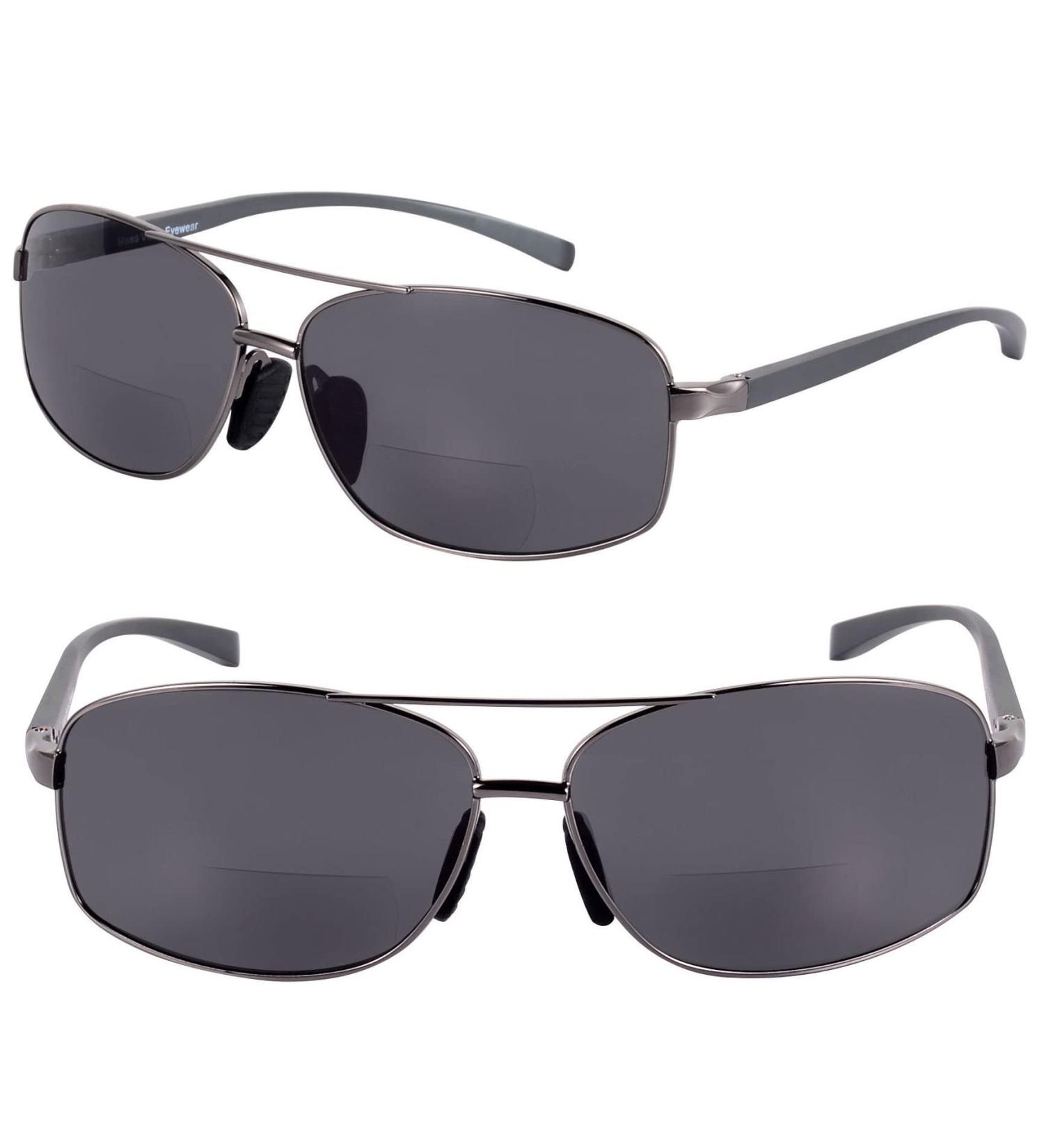 Buy Navigator Lightweight Rectangular Aviator Bifocal Sunglasses - Gun Metal 2.5x | International Shipping Available - Buy Online on GoSupps.com