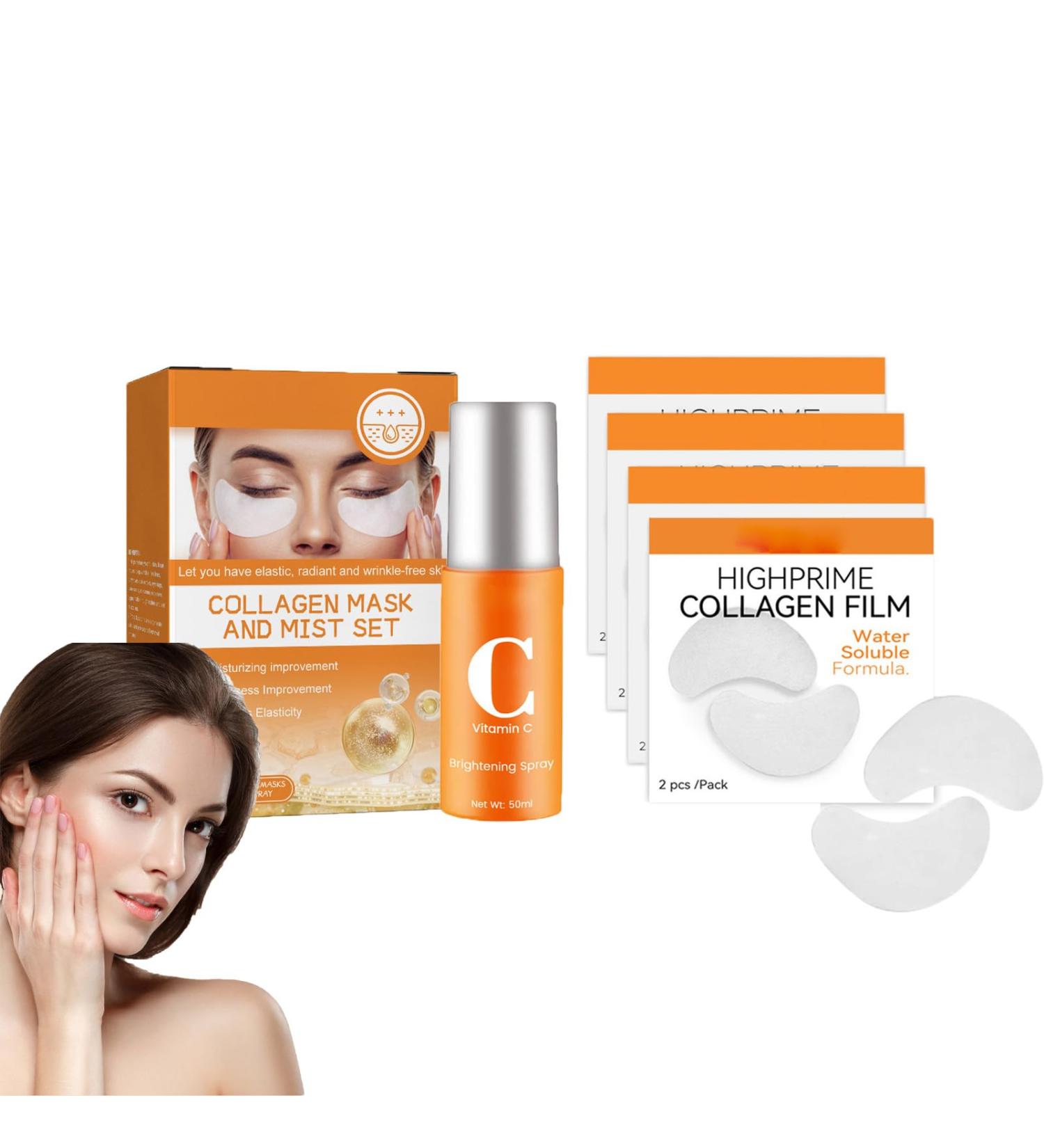Yidkx Korean Soluble Collagen Film Set | Highprime Collagen Mask & Mist for Radiant Skin (1 Set) - Shop Internationally - Buy Online on GoSupps.com