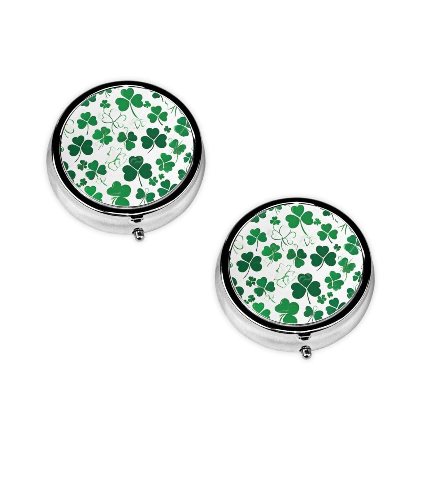 St. Patrick's Day Round Pill Box - 3 Compartment Portable Travel Organizer for Vitamins & Medicine - Buy Online on GoSupps.com