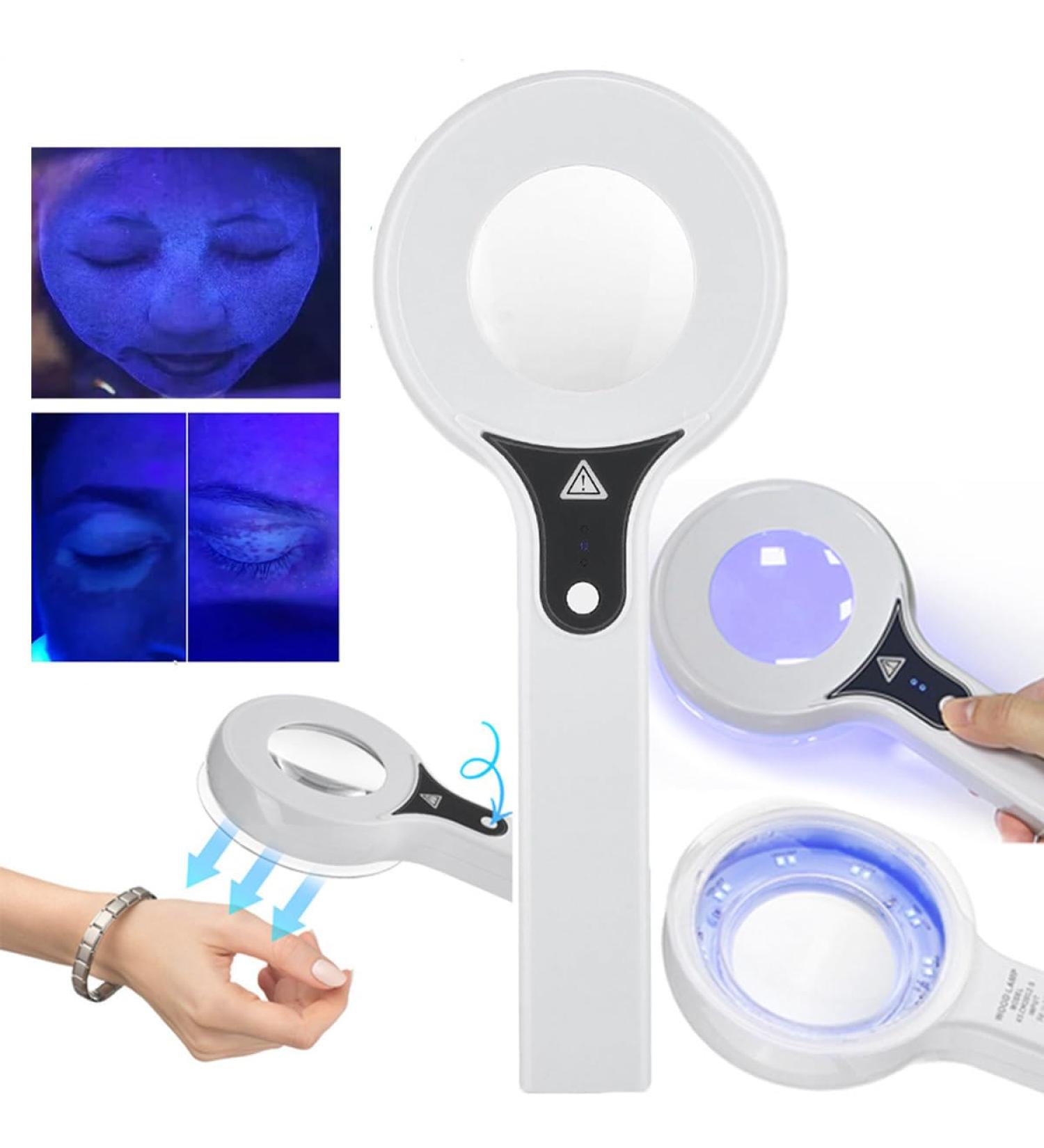 Woods Lamp Skin Analyzer Professional Facial Magnifying Analyzer for Skin Diagnosis Facial Salon Beauty Analyzer Lamp One-Key Operation for Esthetician/Skin Testing/Pets Urine Detector - Buy Online on GoSupps.com