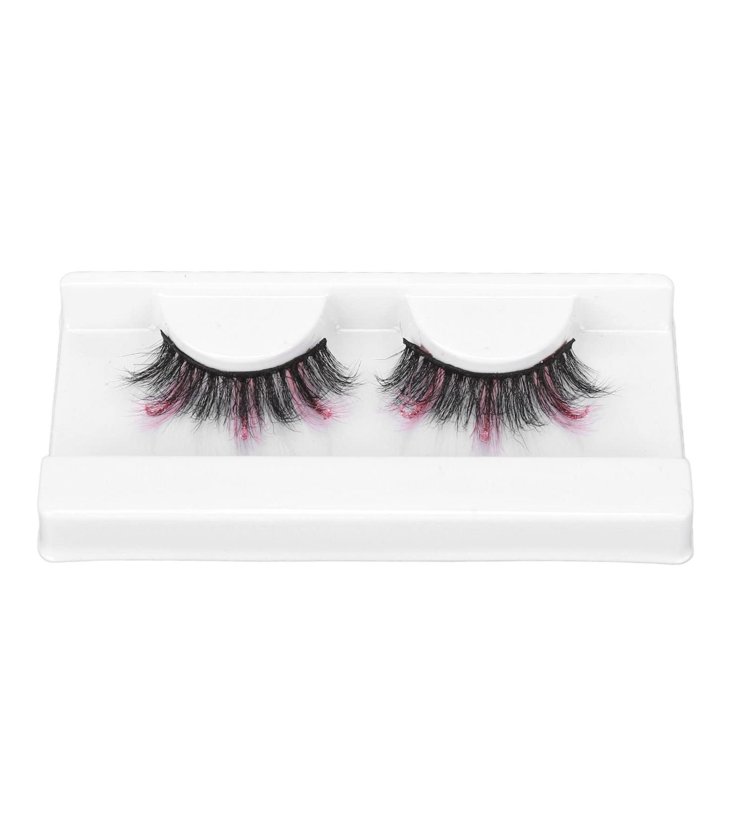18mm Colored False Eyelashes Soft and Light Reusable Design Exquisite Appearance Suitable for Cosplay Costume Party Long Curly Pink Glitter Fake Eyelashes for Women (P7I01-3) - Buy Online on GoSupps.com
