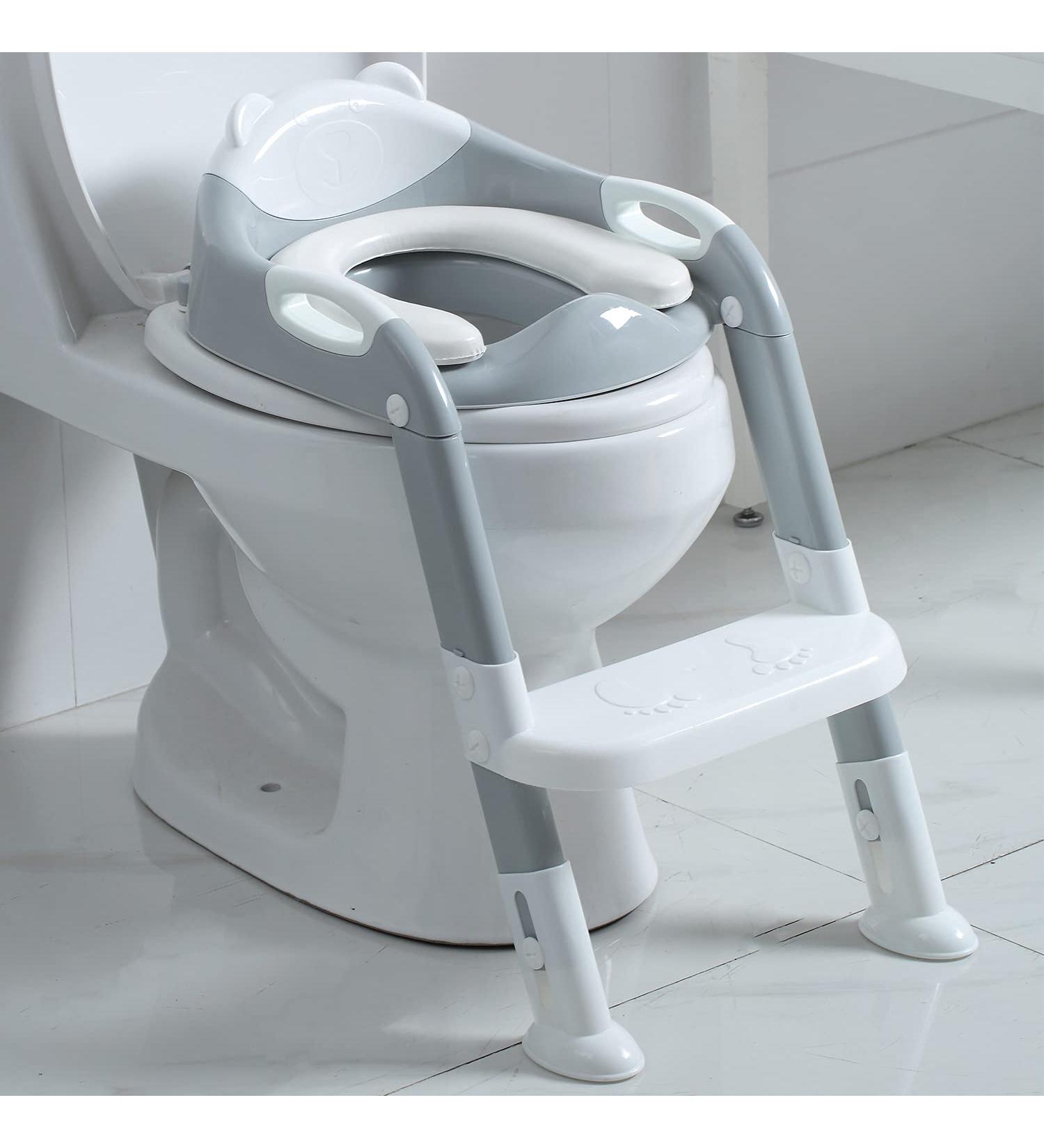 Potty Training Seat for Toddlers | Kids Toilet Chair with Ladder and Step Stool (Gray/White) - Buy Online on GoSupps.com