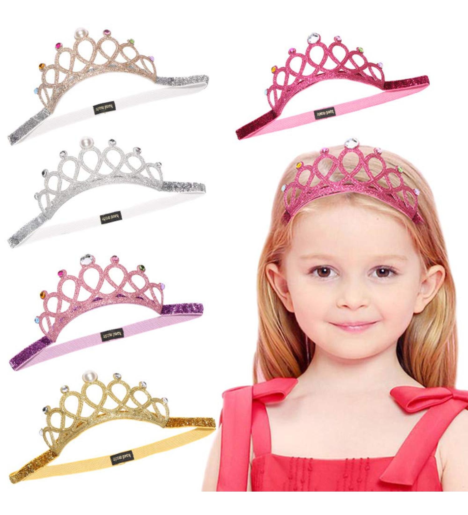 Buy BJ-SHOP Girls Crown Set - Sparkling Princess Tiara & Elastic Hairband - 5 Piece Tiara Accessories for Kids - Buy Online on GoSupps.com