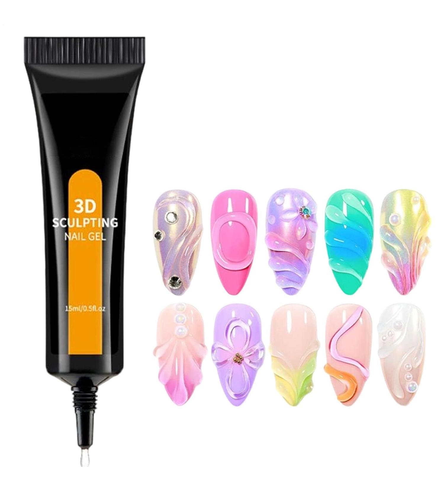 qokeeu 3D Nail Sculpting Gel - Non-Wipeable - 15ml - Extra Strong Adhesive - For Nail Decoration - For Chrome Powder and Rhinestones - Sticker for Birthday and Wedding Decorations - Buy Online on GoSupps.com