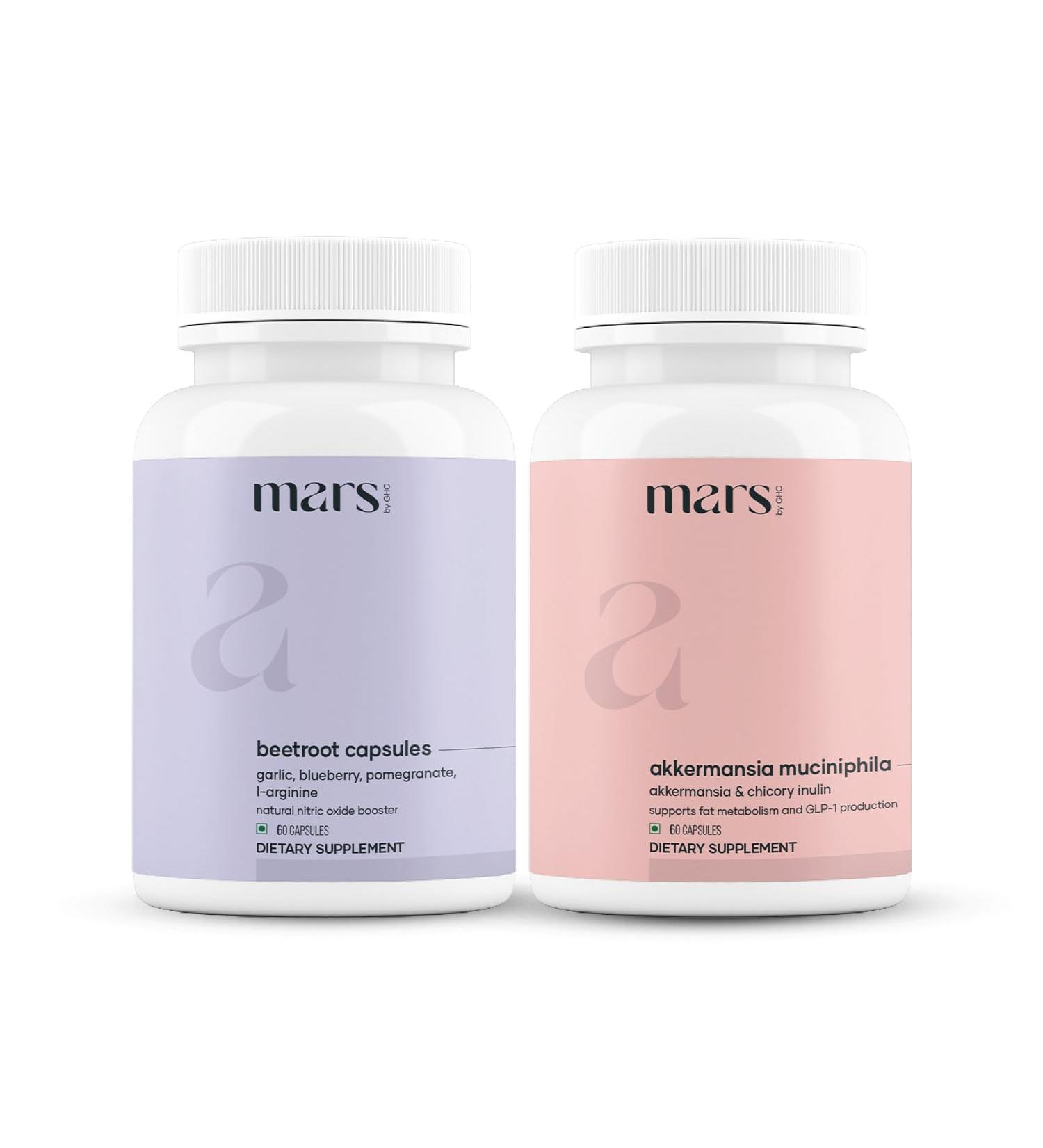 FusionFlow GLP-1 Combo | Beetroot Nitric Oxide Booster & Mars Akkermansia Muciniphila 120 Capsules | Pack of 1 - Buy Online on GoSupps.com