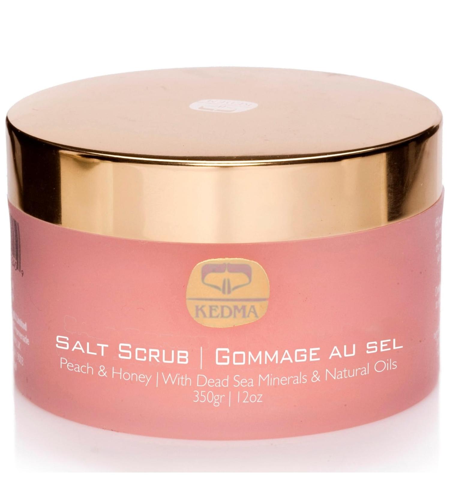 Kedma - Peach & Honey Dead Sea Salt Scrub - Exfoliating & Revitalizing - For Smooth & Nourished Skin - 350g - Buy Online on GoSupps.com