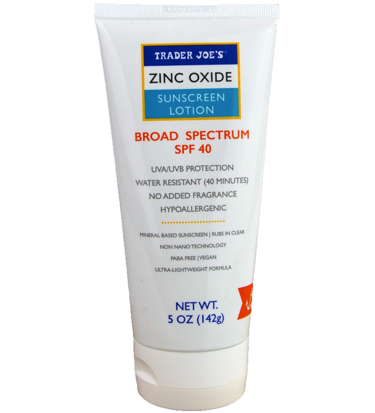 Trader Joe's Zinc Oxide Sunscreen SPF 40 - Hypoallergenic Mineral-Based Sun Protection | International Shipping - Buy Online on GoSupps.com