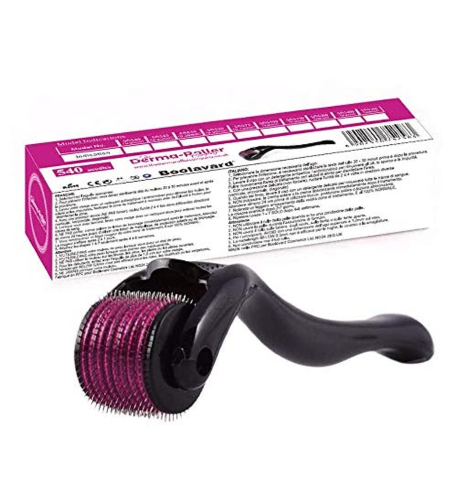 Derma Roller Boolavard TM + FREE Travel Case - Titanium Alloy Micro Needle Roller - 540 Needles-Best Skin Roller 1.0 mm