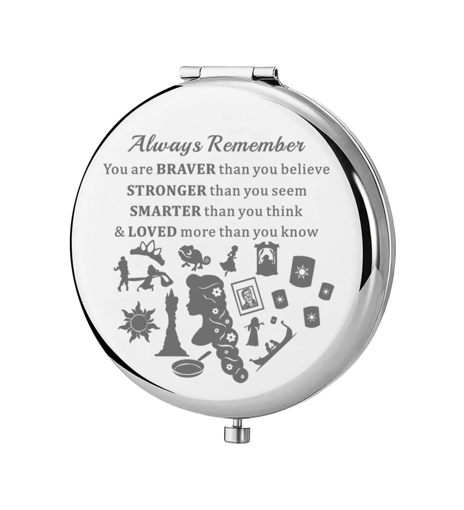Rapunzel Pocket Mirror - Braver, Stronger, Smarter Compact Makeup Mirror for Women & Girls | Princess Tangled Fans Gift - Buy Online on GoSupps.com