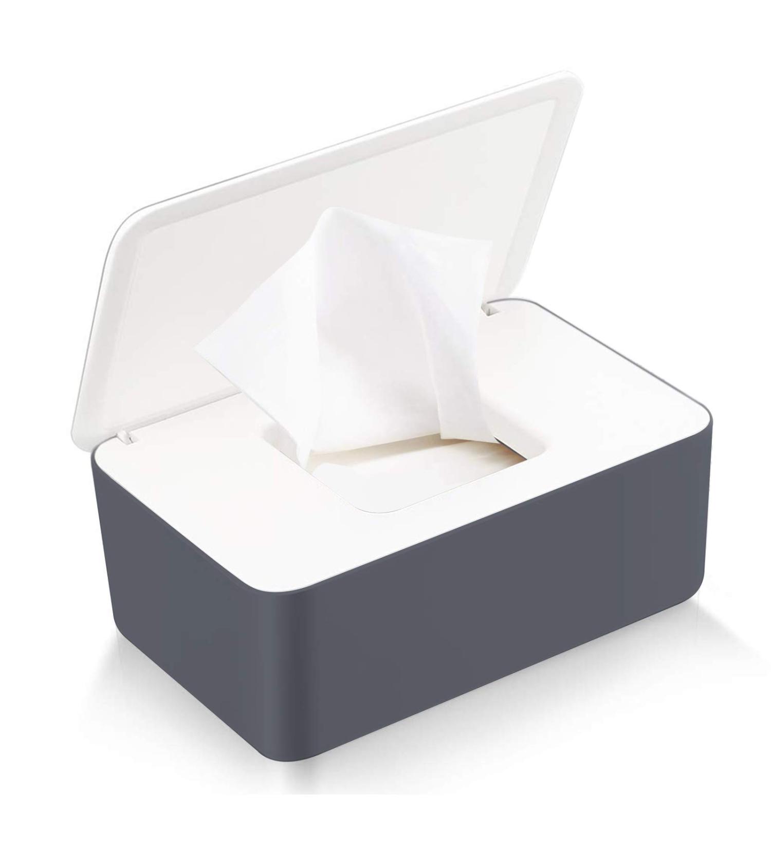 Buy Wet Wipes Storage Box - Damp Toilet Paper & Napkin Holder with Lid | Ideal for Home & Office | White & Gray Design - Buy Online on GoSupps.com