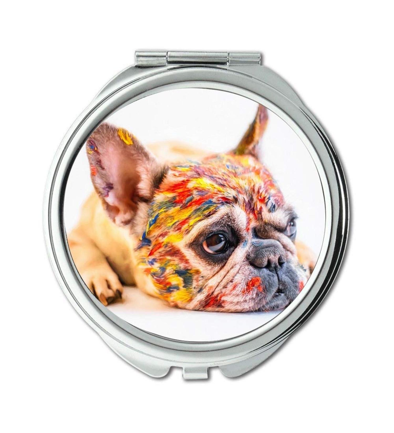 YENDOSTEEN Mirror Travel Mirror Dog Cute Pet Fun Little French Bulldog Paint Pocket Mirror portable mirror - Buy Online on GoSupps.com