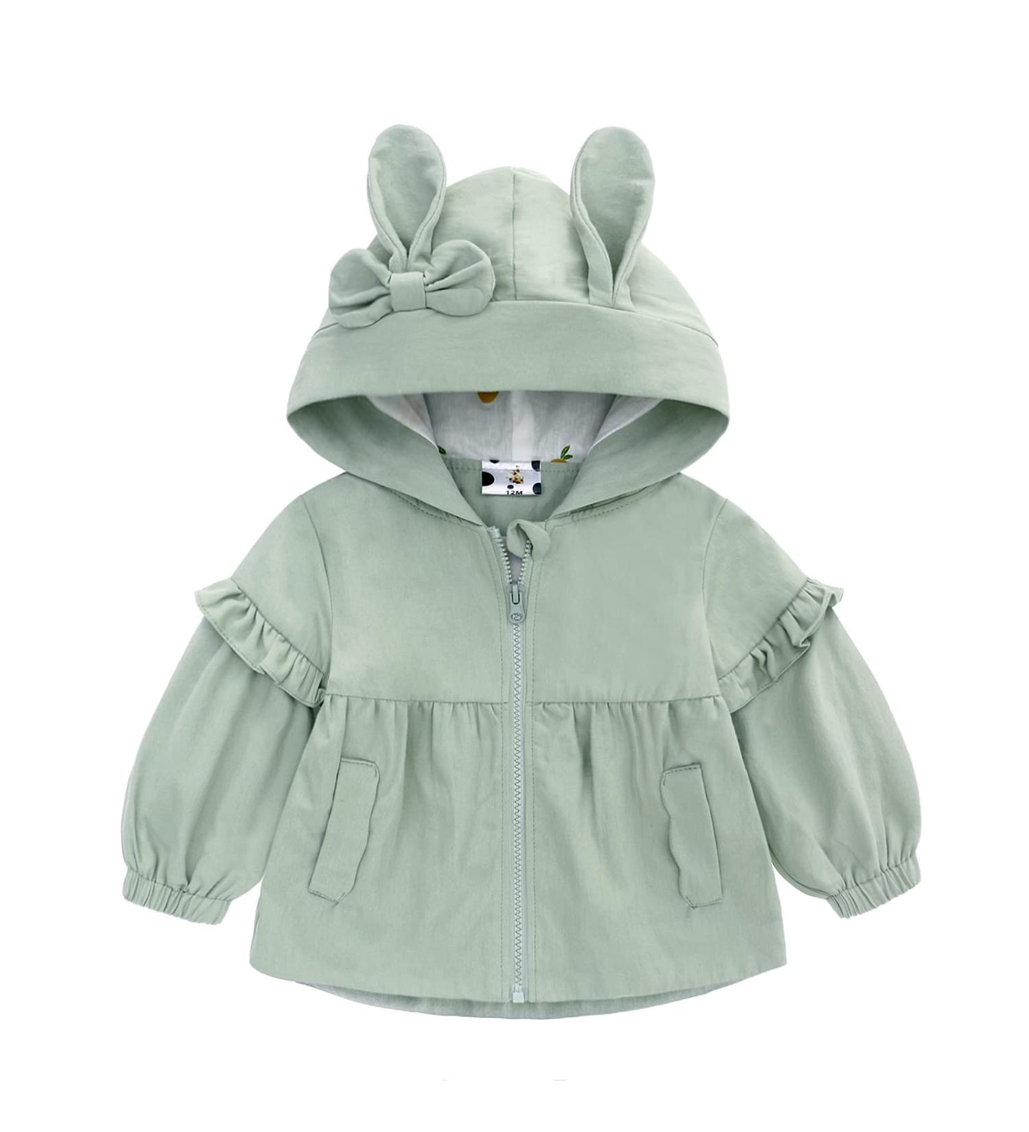Famuka Baby Girls Hooded Jacket - Toddler Kids Spring Windbreaker Outwear - Green (3 Years) - Buy Online on GoSupps.com
