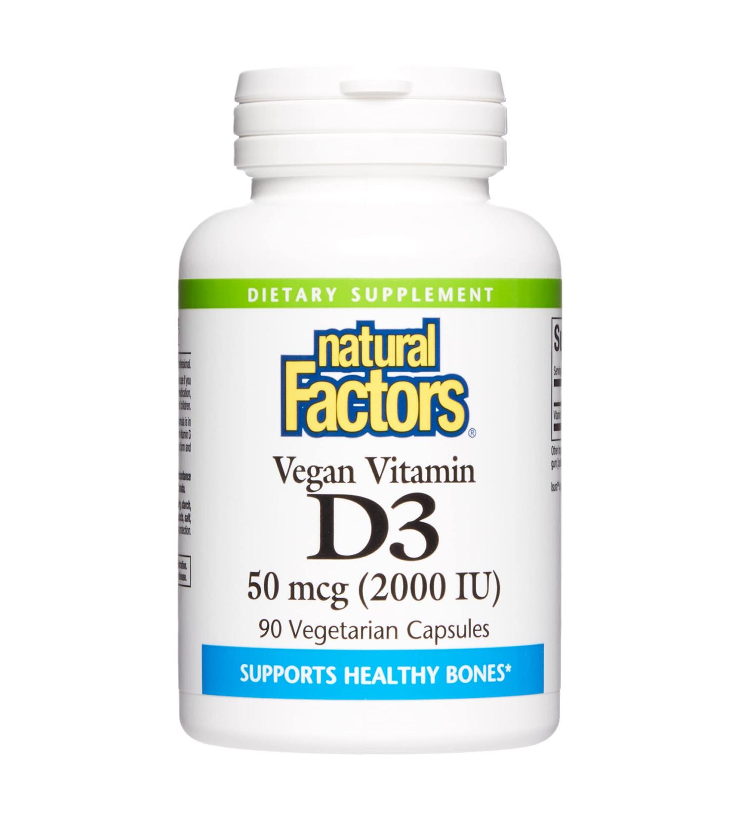 Natural Factors Vegan Vitamin D3 50 mcg - 90 Vegetarian Capsules for Immune Support - Buy Online on GoSupps.com