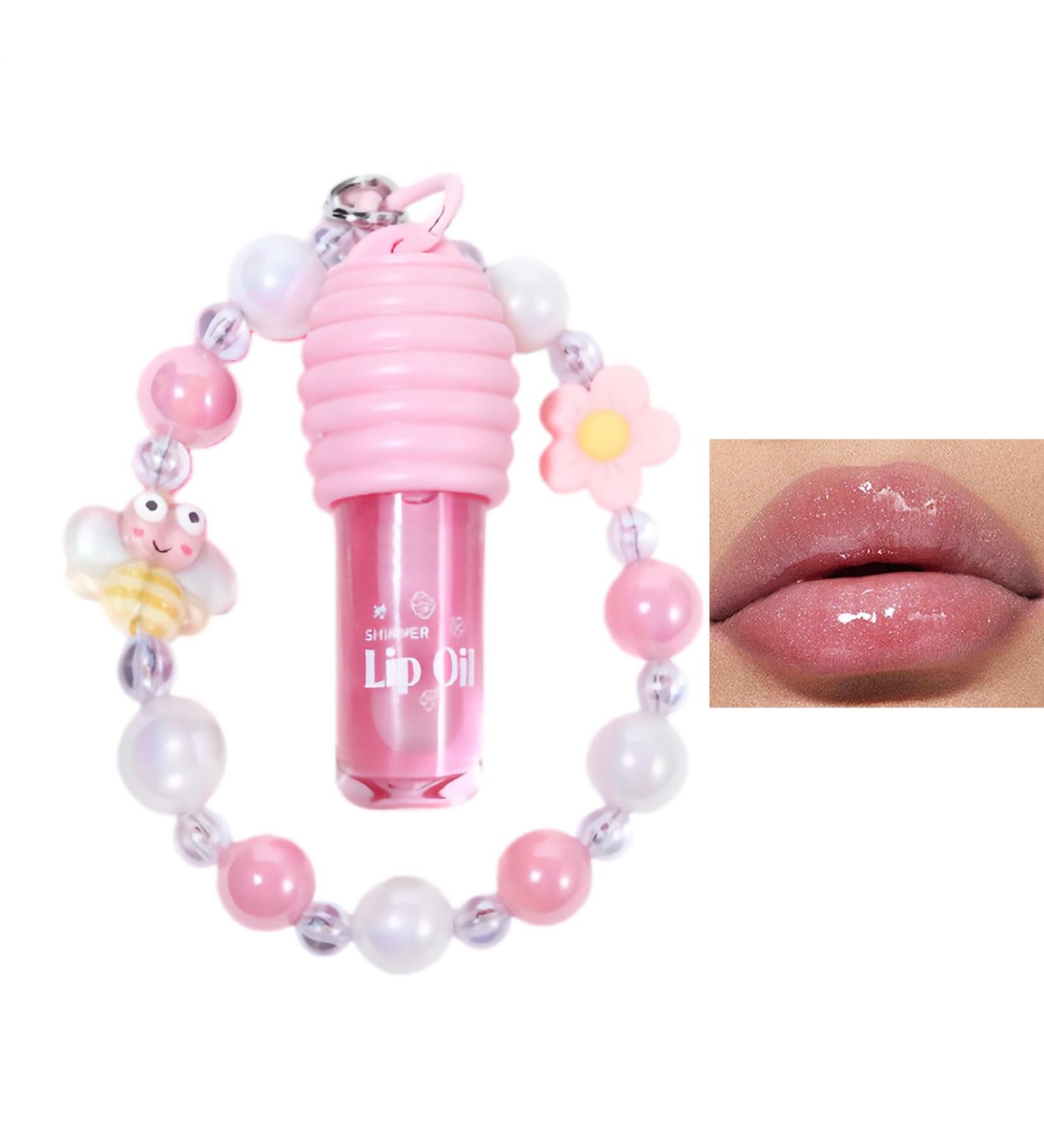 Lip Oil Moisturizing Glossy Makeup 5ml Non-Stick Glossy Lip Oil with String For Daily Use Travel Dates Work Commute Parties Special Occasions Weddings Birthdays - Buy Online on GoSupps.com