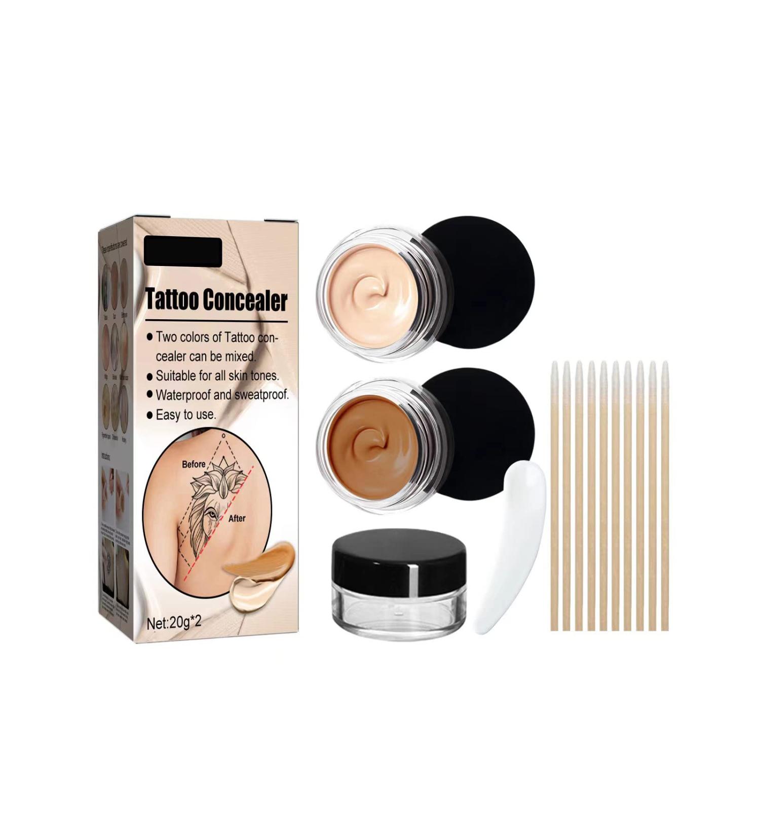 Invisible Tattoo Cover Up Concealer | Waterproof & Long Lasting | 2 Colors/Set - Buy Online on GoSupps.com