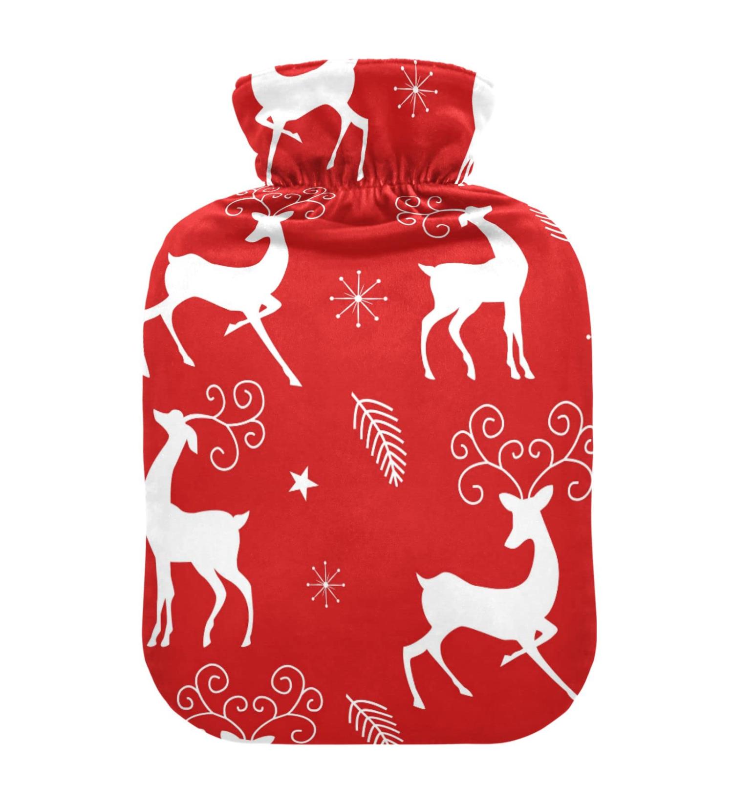 2L Heat Bottle - Durable Warm-Up Bag for Pain Relief | Christmas Deer & Snowflakes Design | Ideal for Shoulder Neck & Cramps - Buy Online on GoSupps.com