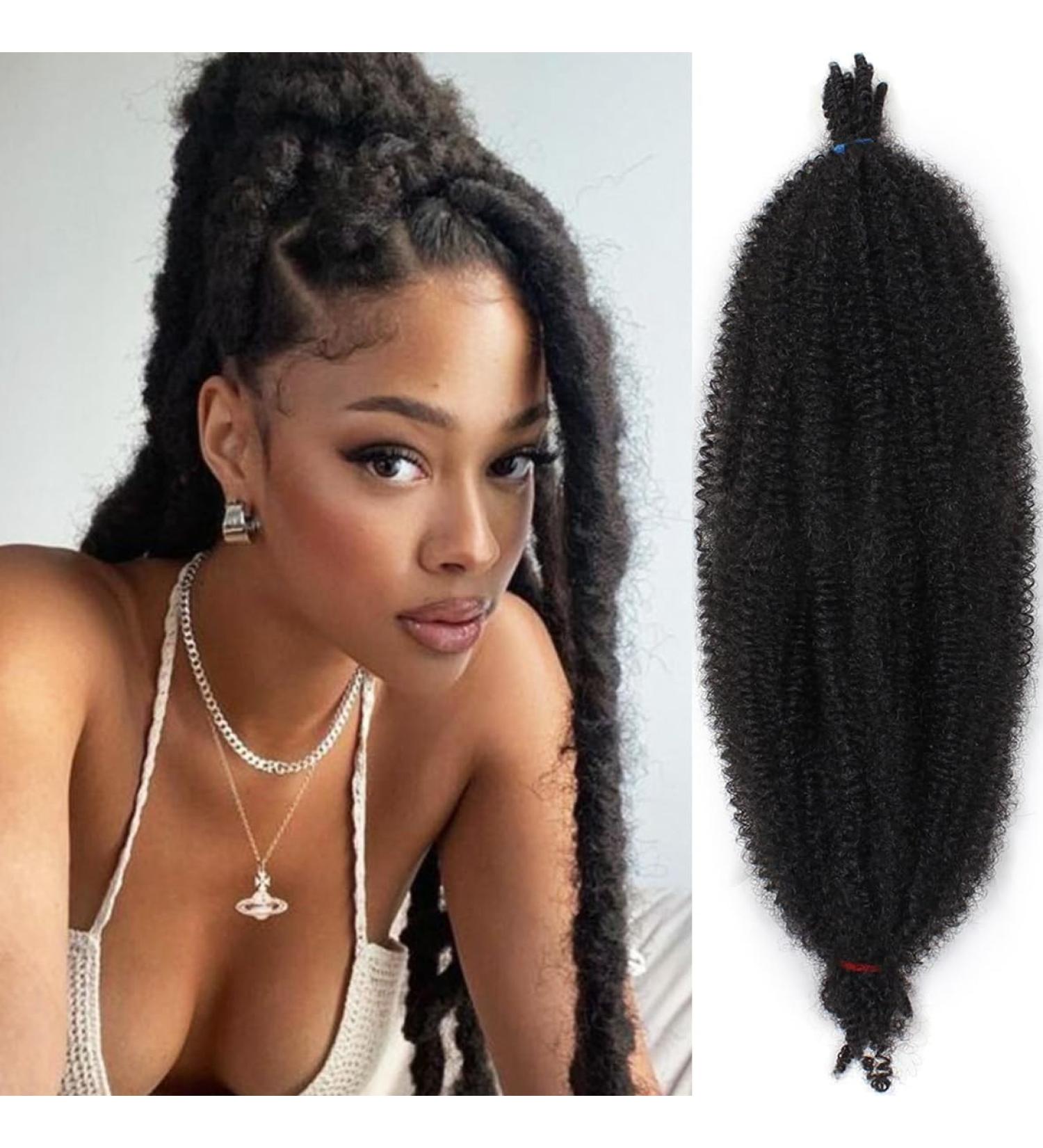 Leeven 30 Inch Springy Afro Twist Hair for Marley Locs 8 Packs Pre-Fluffed Popping Springy Twist Crochet Hair for Distressed Locs Pre-Separate Afro Kinky Curly Marley Braiding Hair Extensions /1B# 30 Inch (Pack of 8) 1B# - Buy Online on GoSupps.com