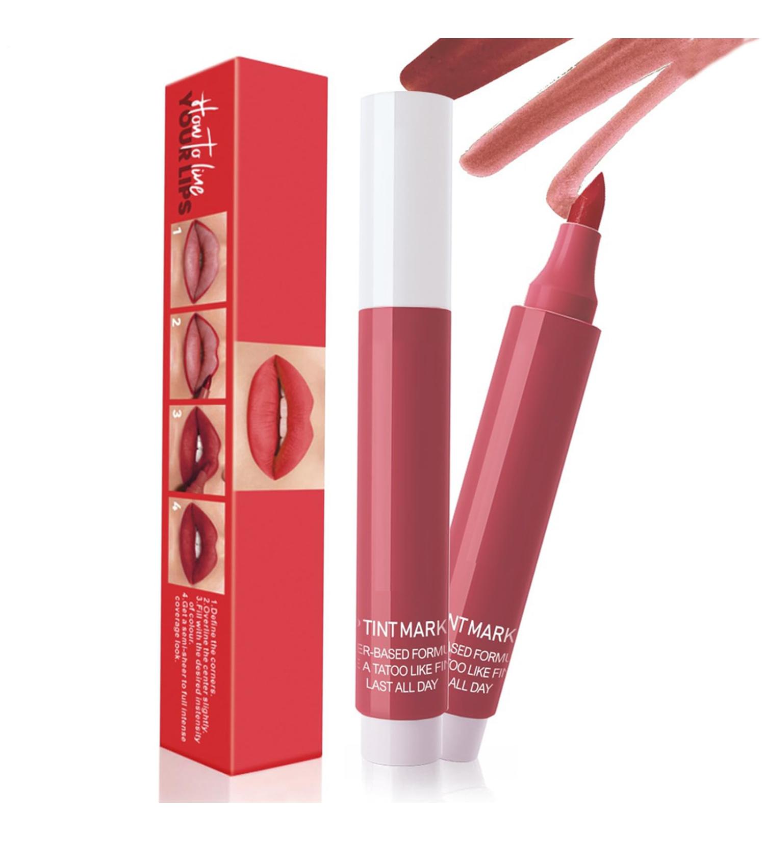 Lip smudge marker tint color matte with precision tips - lipstick pen with a natural finish - lightweight for all-day wear - lip liner without - Buy Online on GoSupps.com