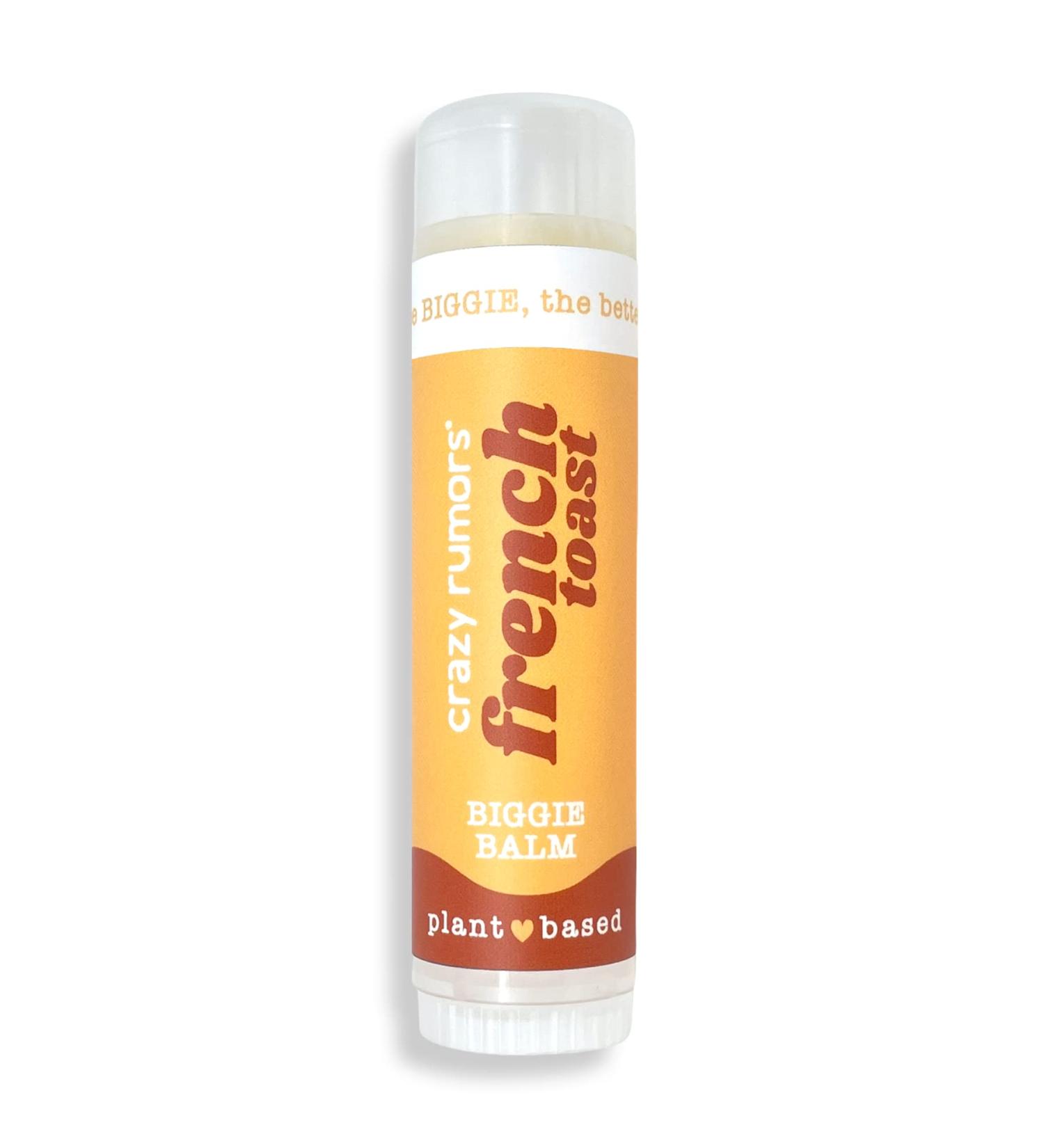 Crazy Rumors Biggie French Toast Flavored All Natural Plant Based Lip Balm to Moisturize and Nourish your Lips - French Toast tube 0.6 oz (4x Larger than standard 0.15 oz lip balm)