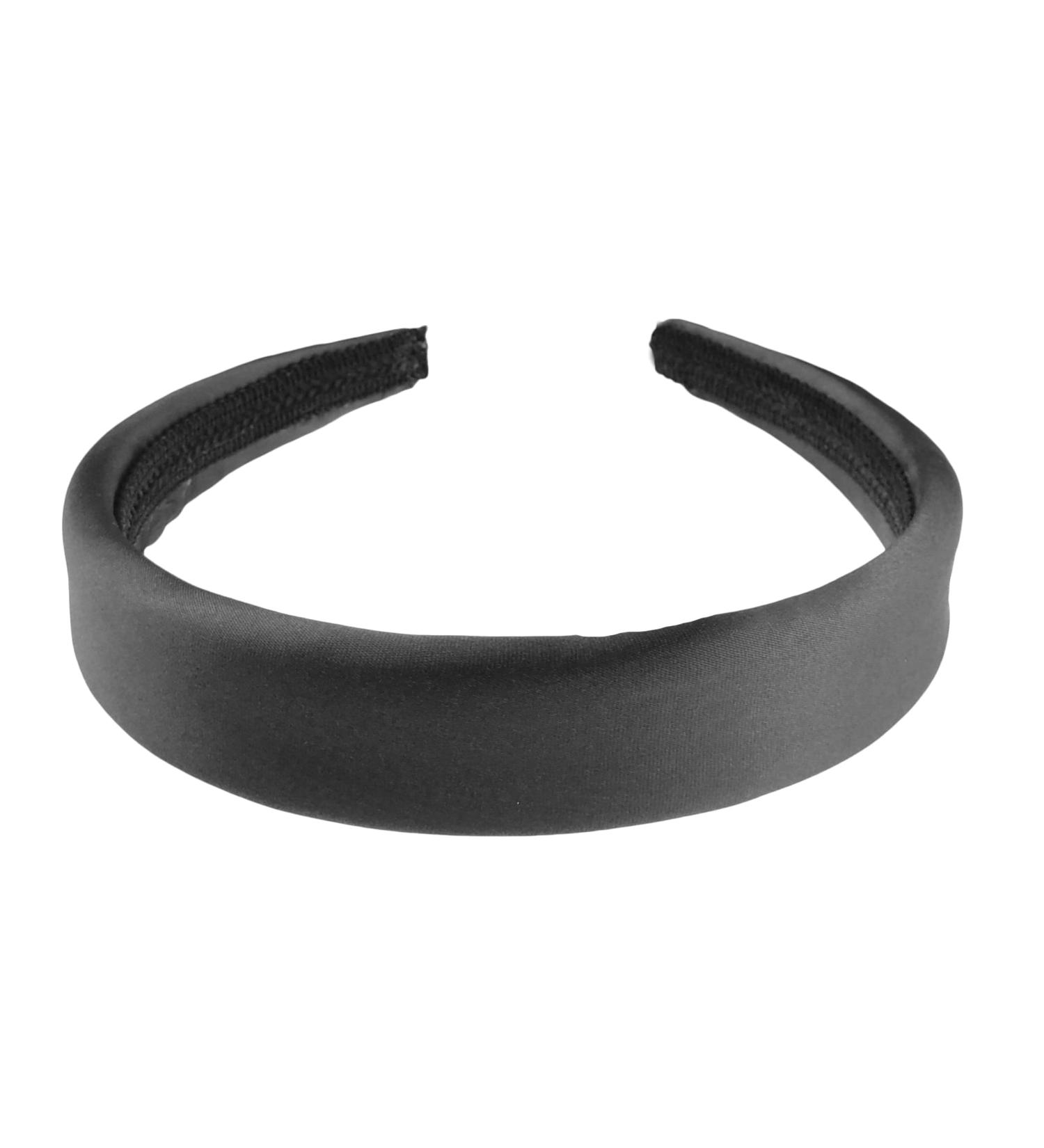 Girls SMALL HEAD Ladies Evening Wide Padded Satin 2.5cm Headband Alice Band (Black)