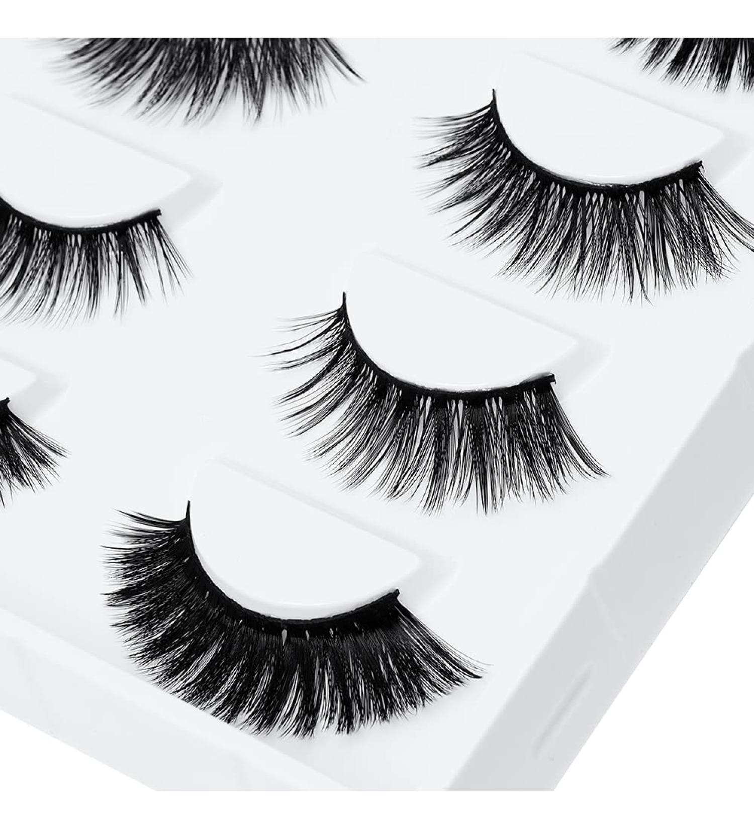 False Eyelashes 3D Faux Mink Fake Eyelashes Handmade by FADVAN Dramatic Thick Crossed Cluster False Eyelashes (5 Pairs) - Buy Online on GoSupps.com
