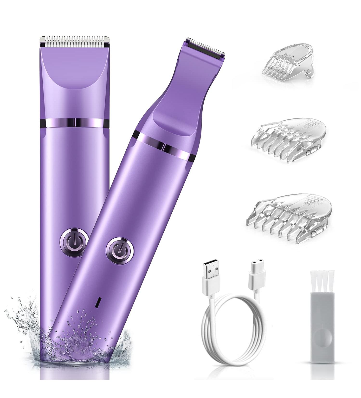 YBLNTEK Women's Bikini Trimmer - 2-in-1 Electric Razors for Women - IPX7 Waterproof - Hair Removal Razor for Bikini Area, Arms, Legs, Underarms - Buy Online on GoSupps.com