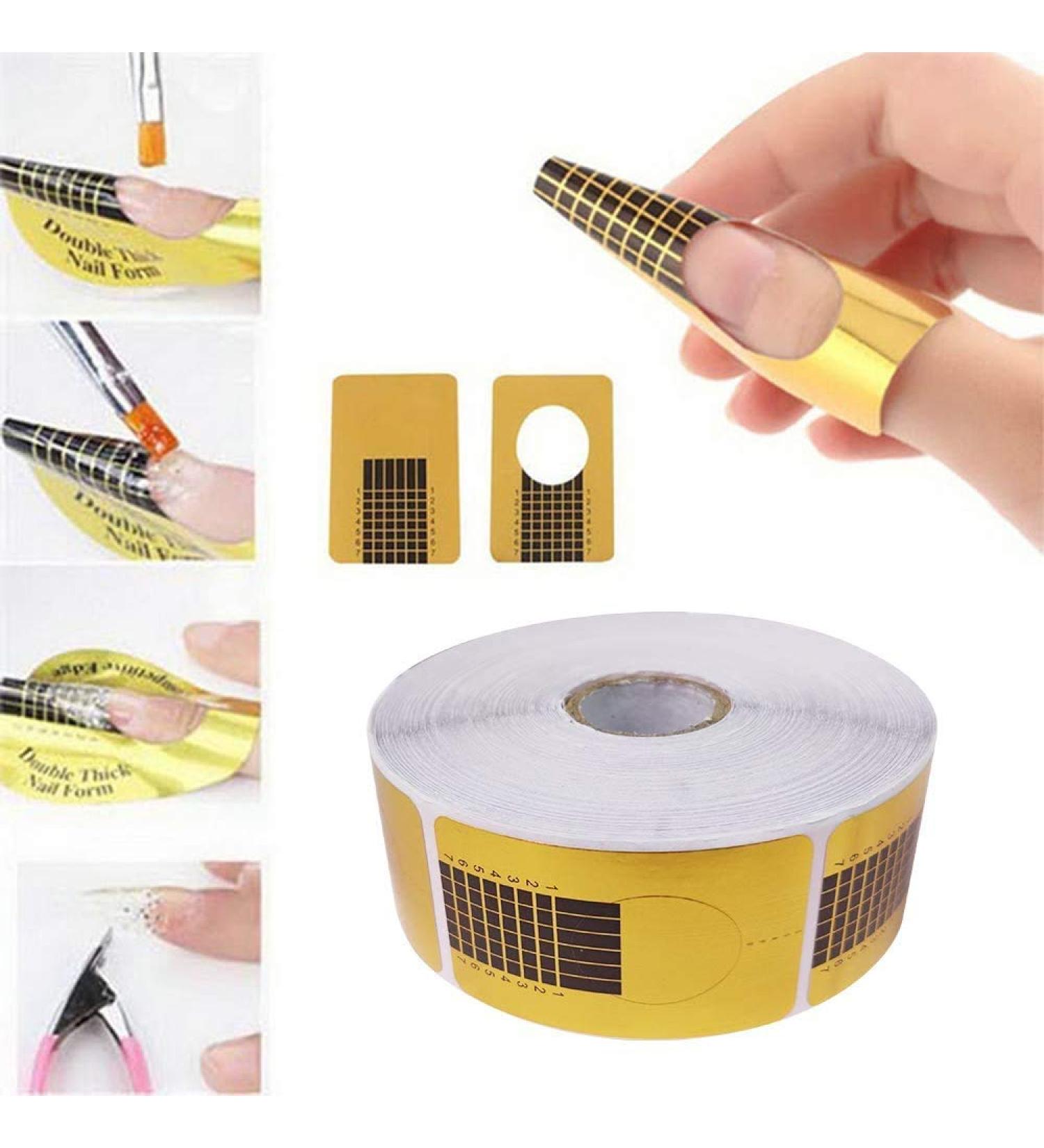 Self-Adhesive Nail Stencil Roll - 500 Pieces Gold Foil Modeling Templates for Nail Art & Gel Extensions - International Shipping Available - Buy Online on GoSupps.com