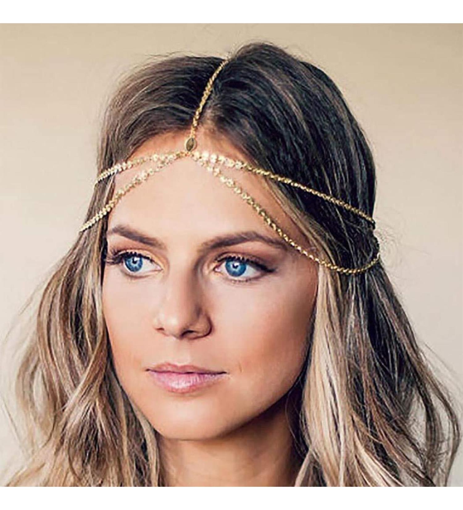 Brinie Boho Gold Head Chain Jewelry - Small Coins Hair Chains for Women and Girls - Buy Online on GoSupps.com