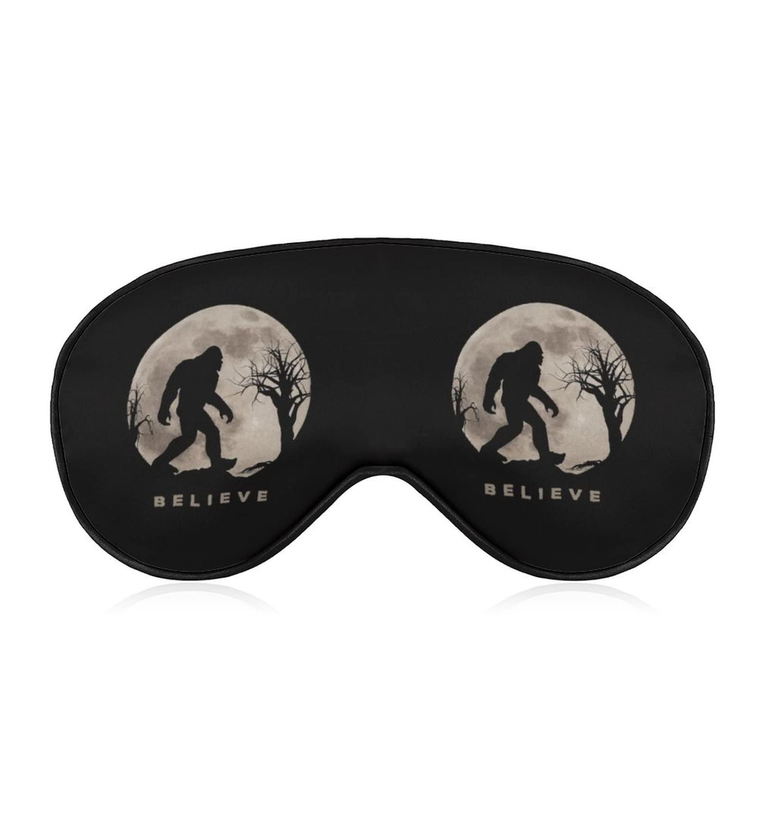 Bigfoot Sasquatch Full Moon Funny Sleep Mask | Adjustable Straps, Blackout Eye Cover for Soft & Comfortable Sleeping - Buy Online on GoSupps.com