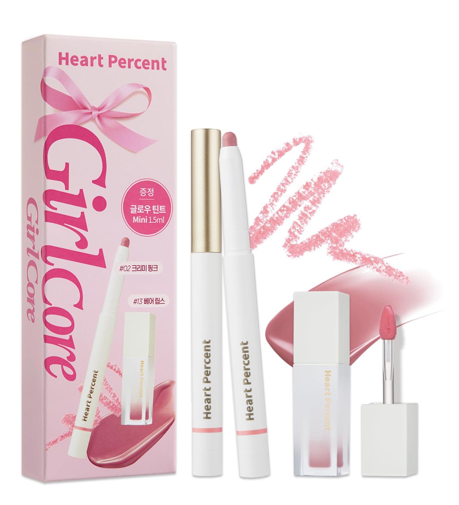 Heart Percent Dote On Mood Overlip Pencil & Stain Duo Set - Long-Lasting Lip Crayon & Glow Tint | #GirlCore International Shipping Available - Buy Online on GoSupps.com