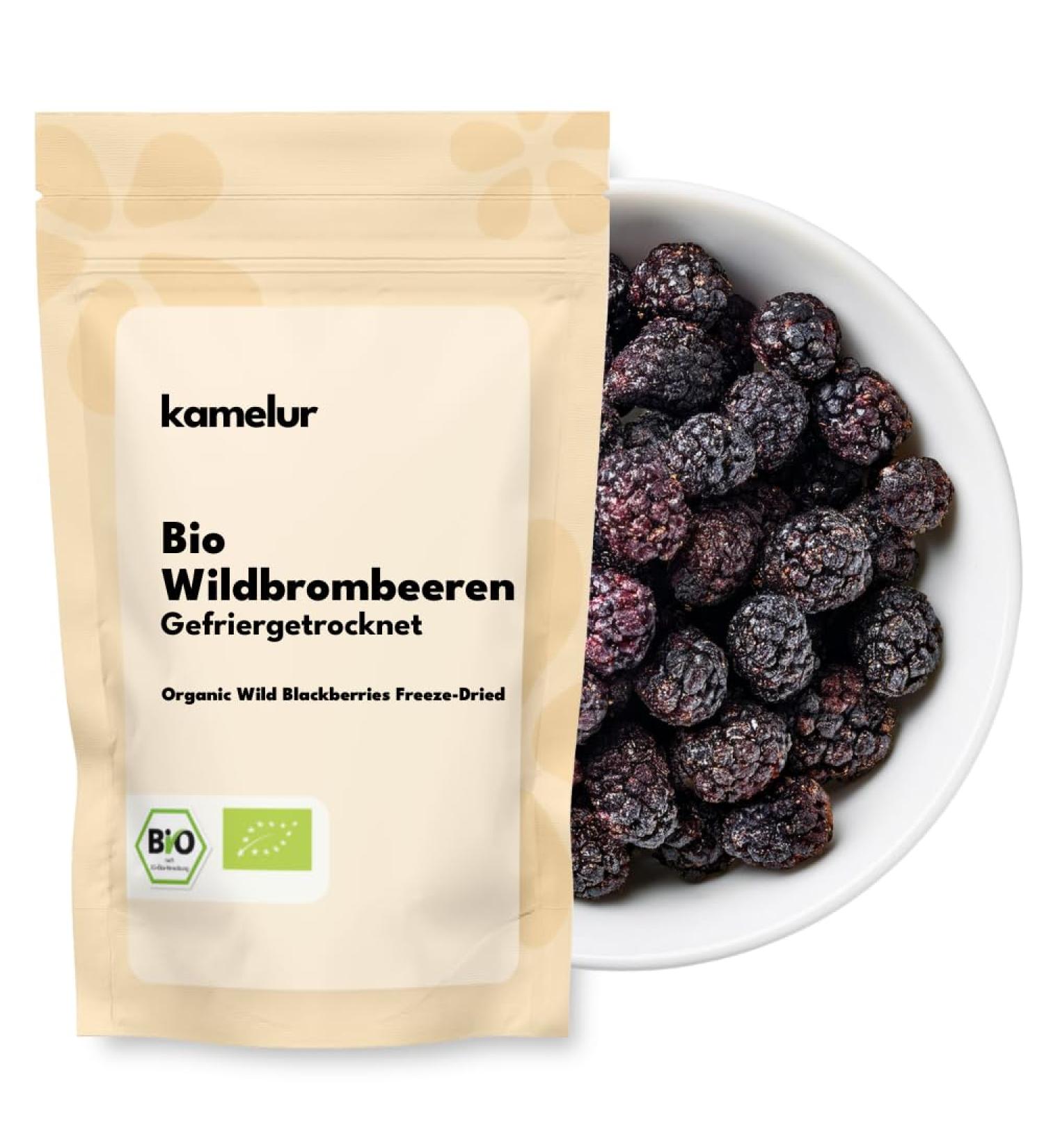  Kamelur 500g of freeze-dried organic wild blackberries - crisp and fruity organic dried blackberries with no additives - in biodegradable packaging - Buy Online on GoSupps.com