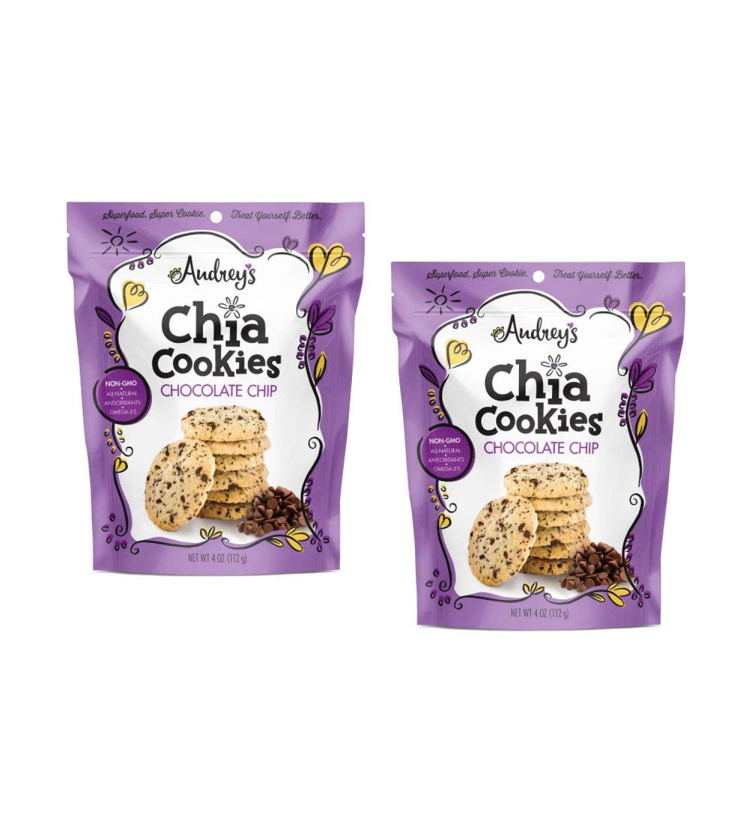 Audrey's Chia Cookies - Chocolate Chip 2 Pack with Natural Antioxidants & Omega-3's - Non-GMO - 4 Ounce (Pack of 2) - Buy Online on GoSupps.com