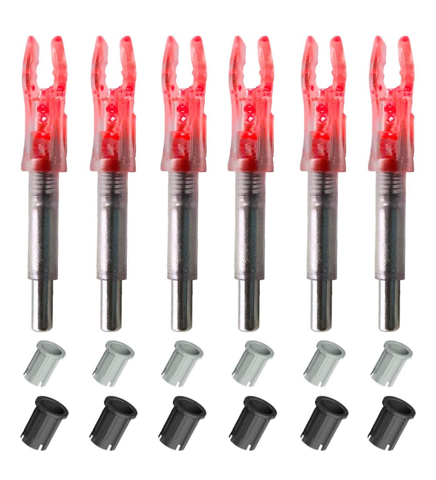 6PCS G Lighted Archery Nocks for .165 Inside Diameter Arrows w/ Adapter Sleeves - Universal Fit X(.204) S(.244) Red - Buy Online on GoSupps.com