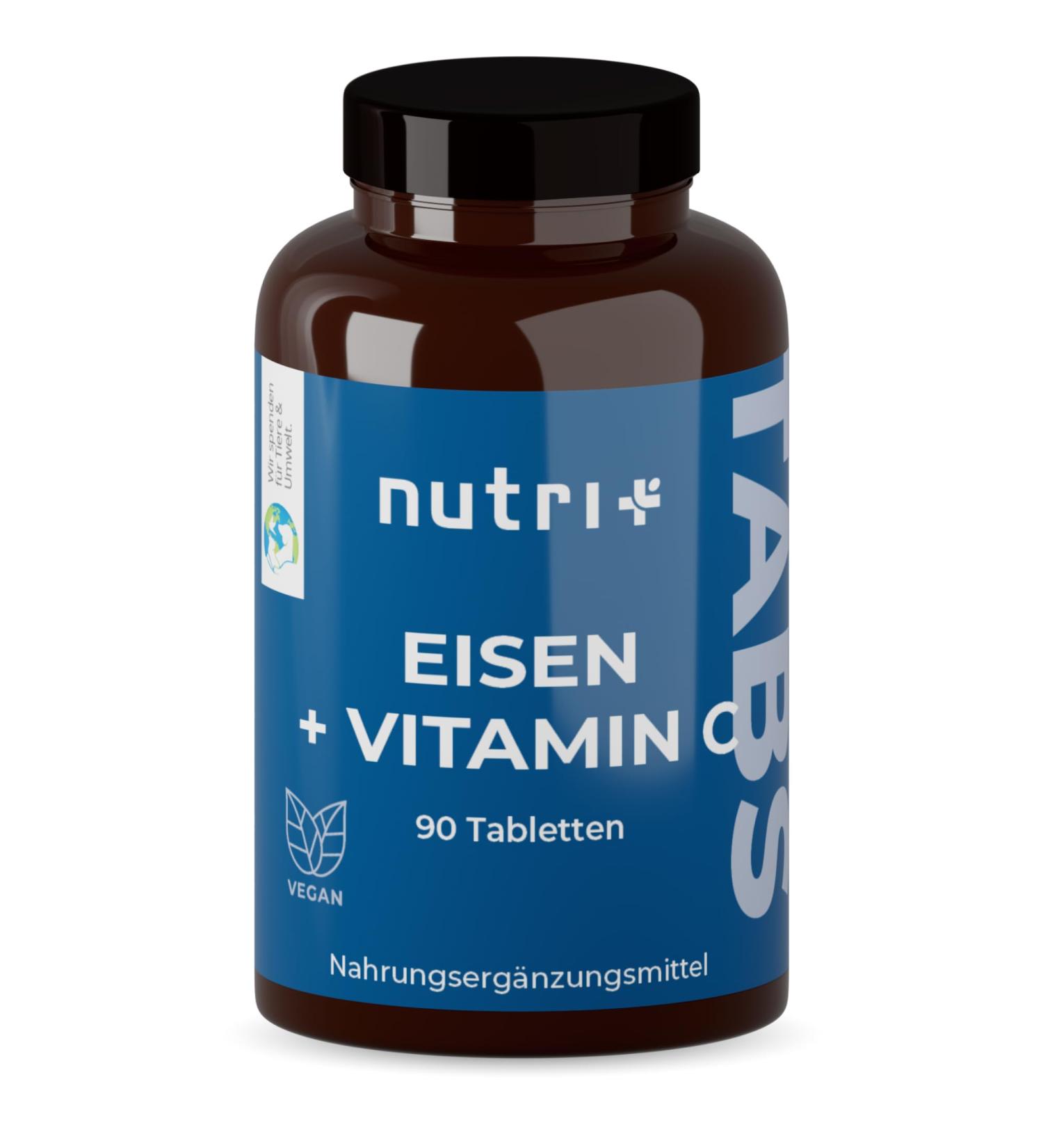 Iron Tablets 50mg - Vegan & Natural Vitamin C - 90 Bisglycinate Tablets for Vegetarians Pregnant Women Children & Fatigue Relief - Buy Online on GoSupps.com