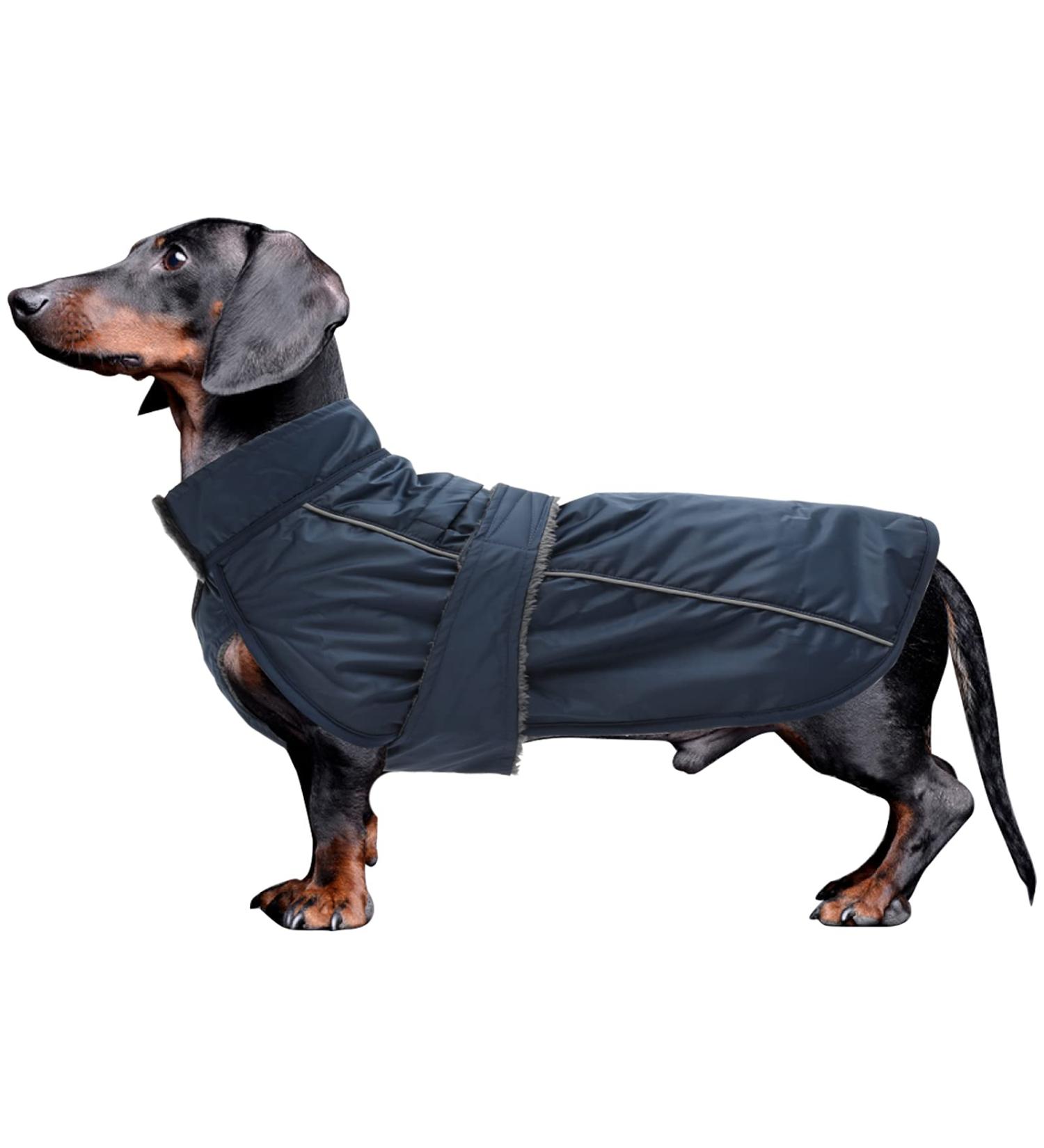 Minezi Waterproof Dog Raincoat - Adjustable Fleece Lined Reflective Caps for Small & Medium Dogs - Navy Blue - Buy Online on GoSupps.com