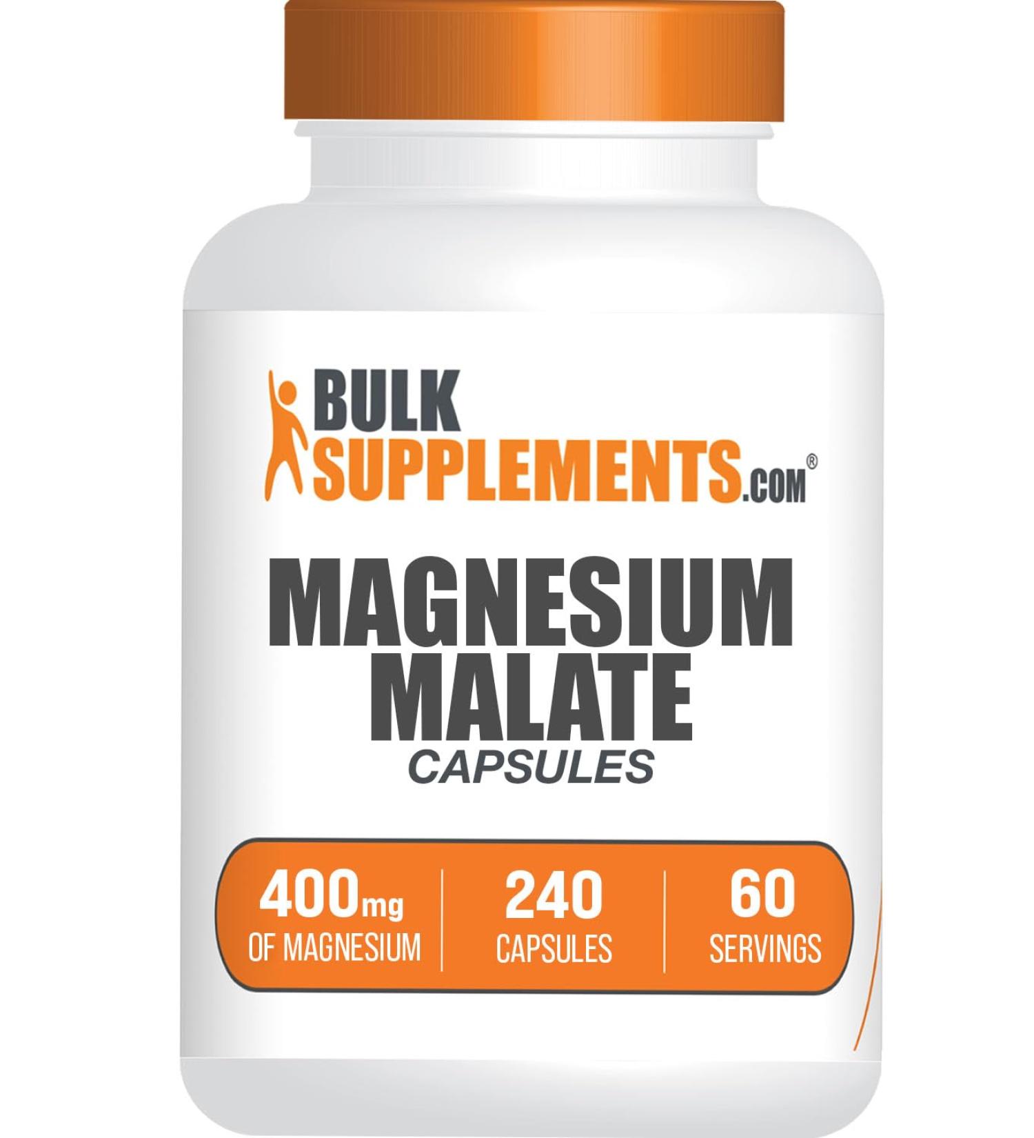 BulkSupplements.com Magnesium Malate Capsules - Magnesium Supplement Magnesium Malate 400mg - Essential & Gluten Free 4 Capsules per Serving 240 Count (Pack of 1) - Buy Online on GoSupps.com