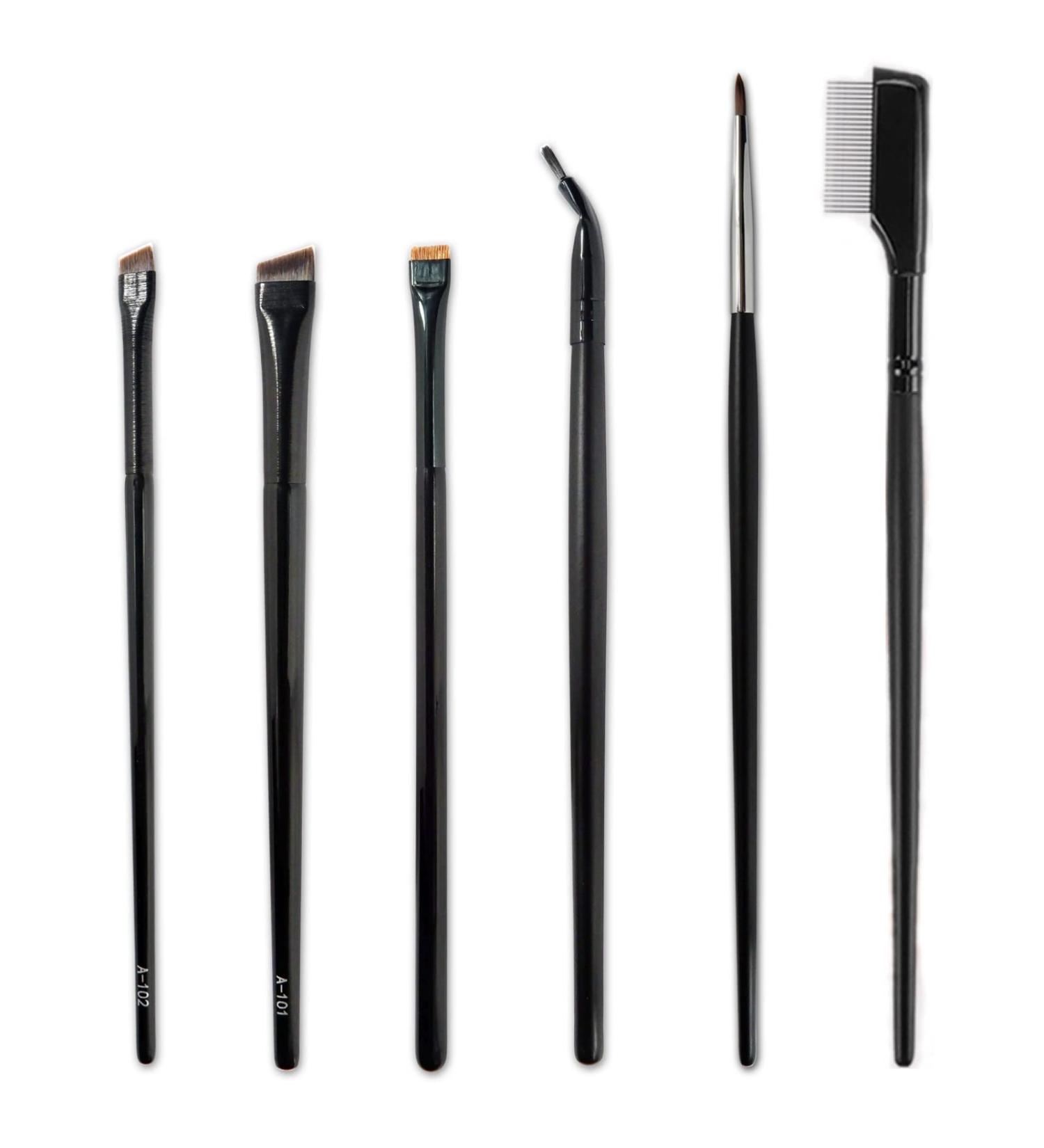6-Piece Eyeliner Brush Set | Flat & Bent Eyeshadow Brushes for Wet Powder Liquid & Gel | Perfect Eyebrow Comb | International Shipping - Buy Online on GoSupps.com