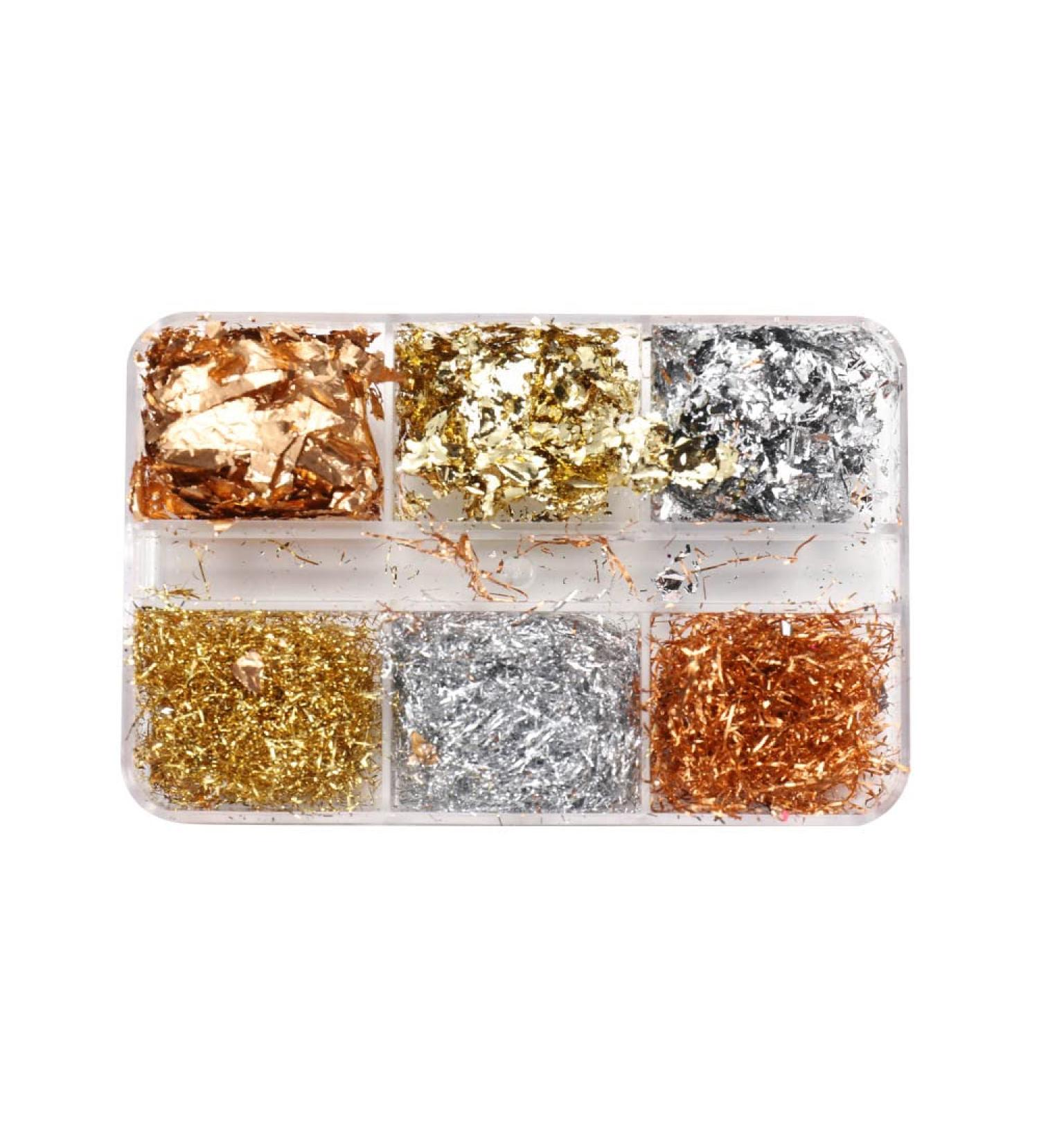Manicure Nail Glitter DIY Ultra-thin Irregular Spangles Nail Gold Foil Aluminum Sequins Gold Glitter Flakes(7) Style07 - Buy Online on GoSupps.com