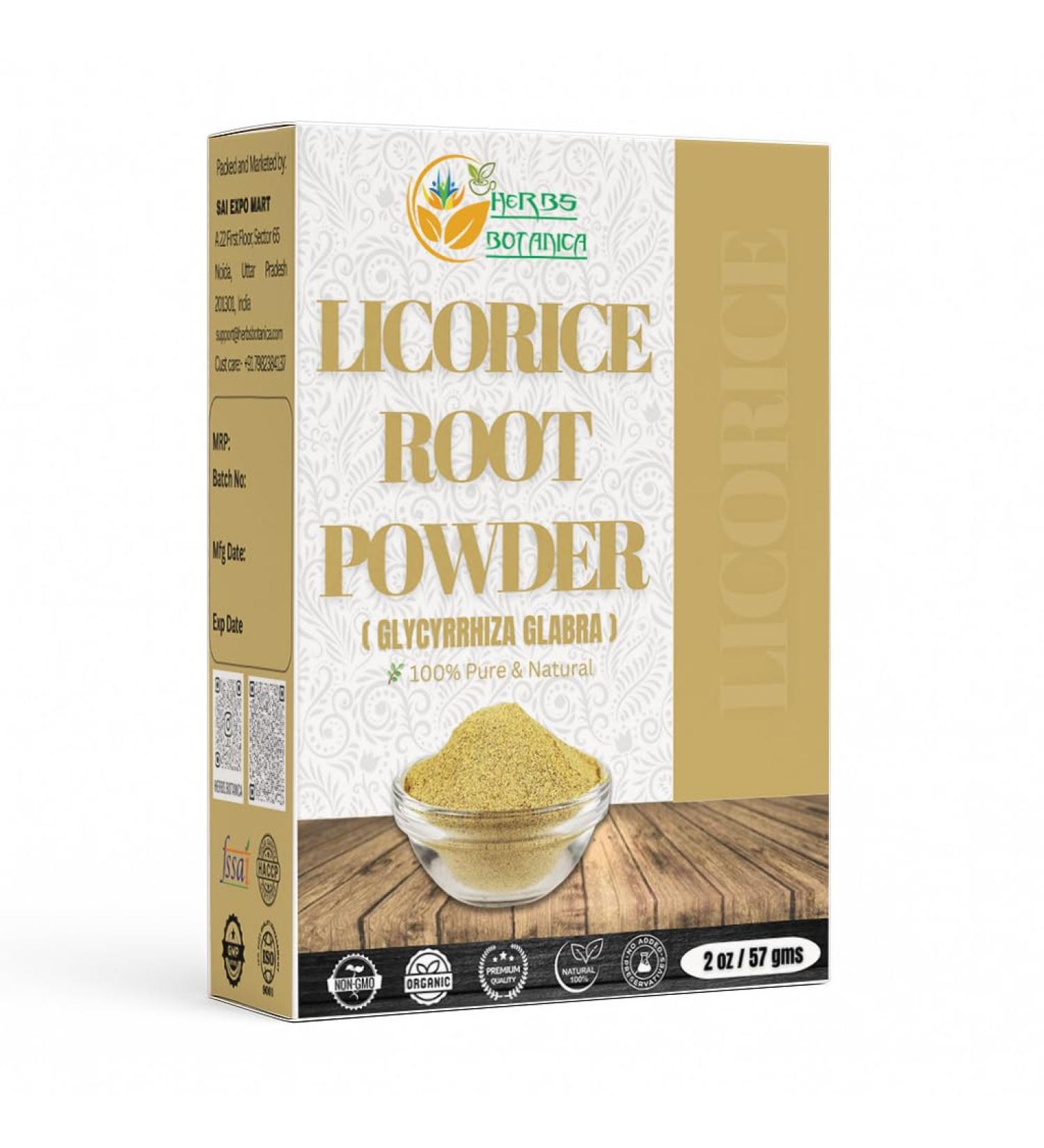 Herbs Botanica Licorice Root Powder Natural Mulethi (Yastimadu) Powder (Glycyrrhiza Glabra) for Skin Care Herbal Tea Digestive Support & Wellness 2 oz - Buy Online on GoSupps.com