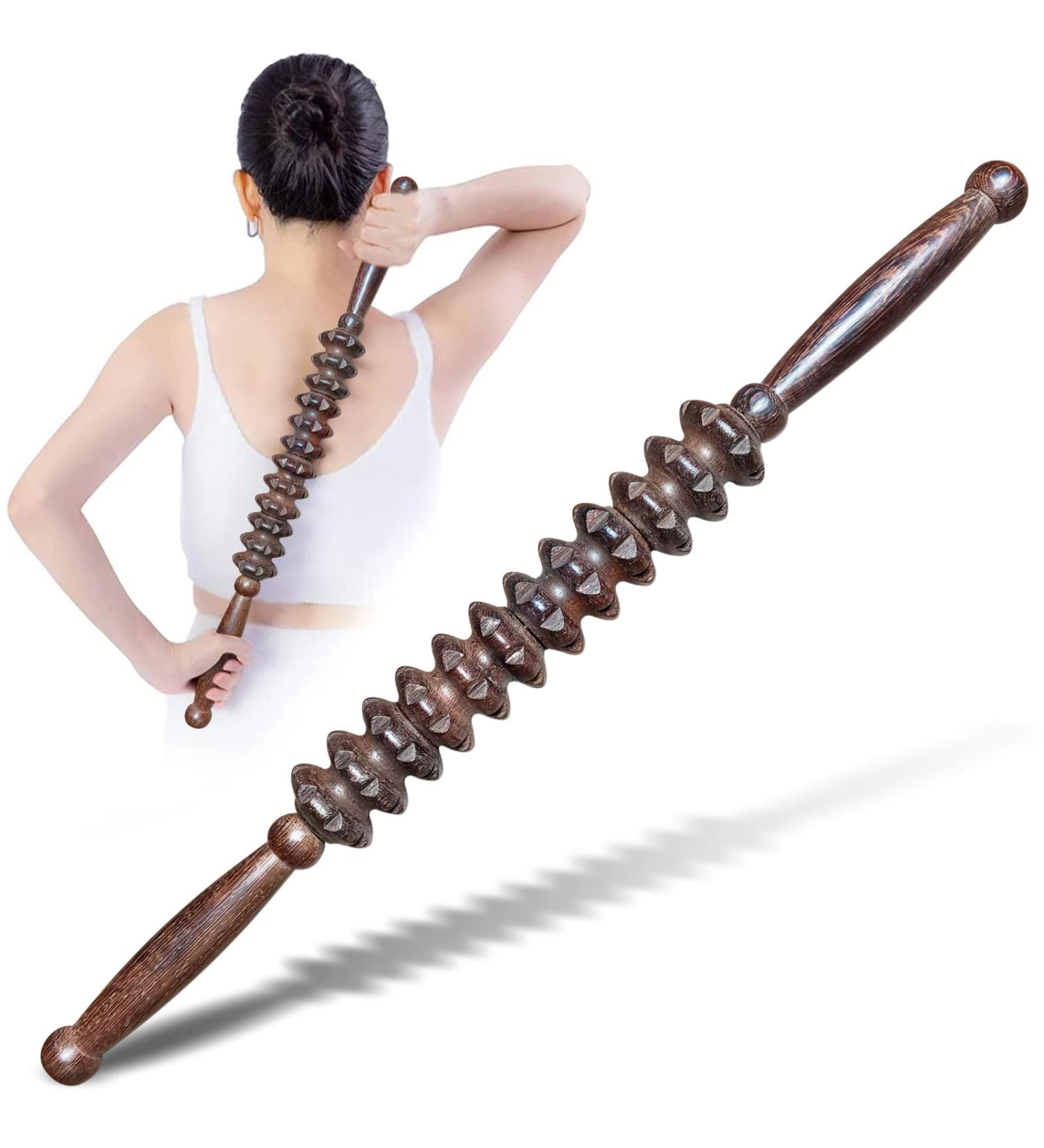 Premium Wooden Fascia Roller & Massage Scooter for Muscle Relaxation | Beech Wood Gua Sha & Anti-Cellulite Tool - Buy Online on GoSupps.com