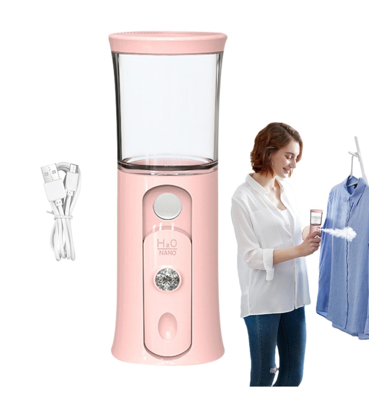 Cordless Travel Steamer - Handheld Cordless Face Steamer | Rechargeable Cool Mist Sprayer with Colorful Light Handheld Rechargeable Cool Mist Sprayer for Face Hydrating Pink - Buy Online on GoSupps.com