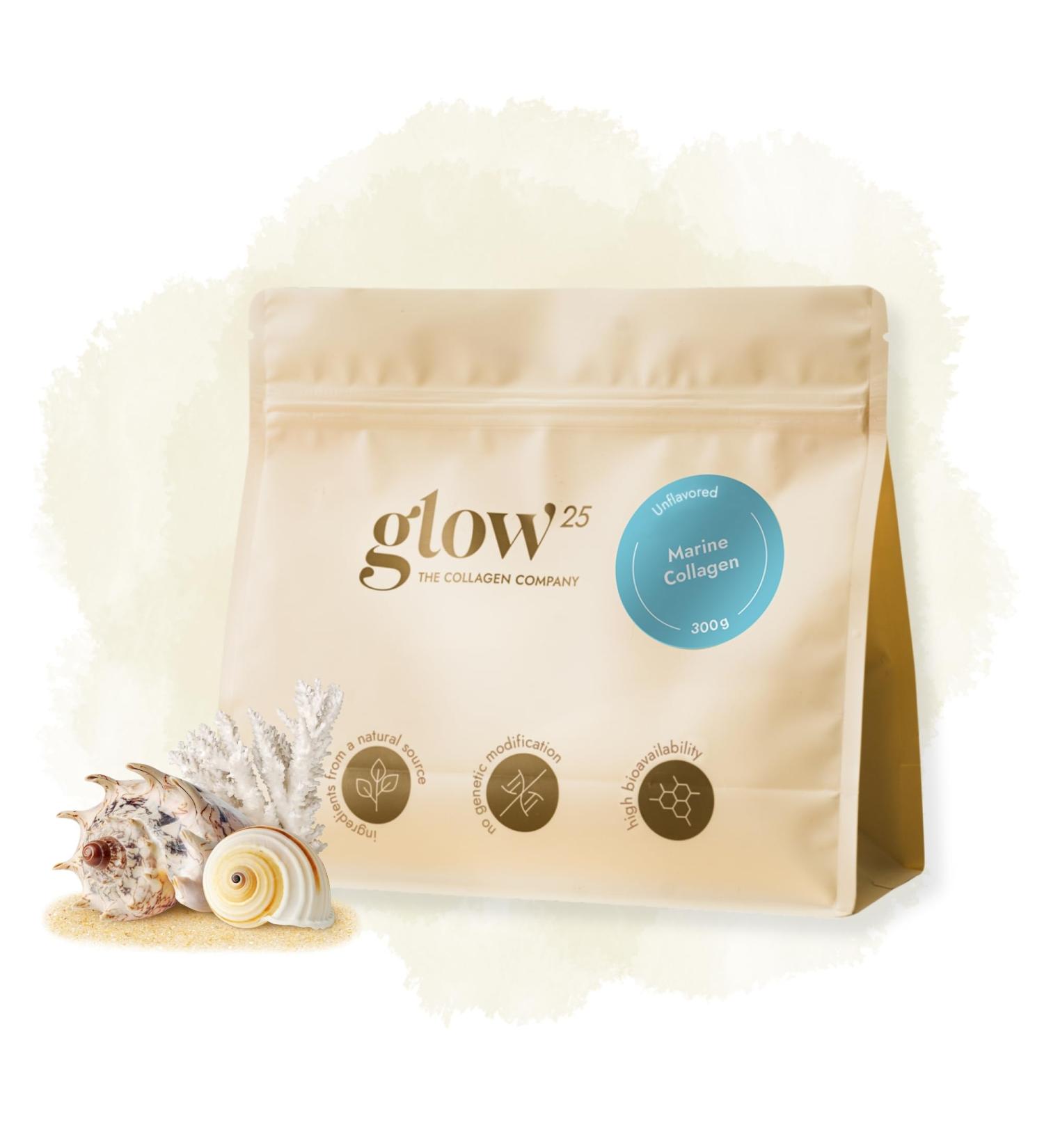 Glow25 Marine Collagen Powder 300g - Bioactive Fish Collagen for Enhanced Skin Health & Perfect Solubility - Natural & Effective - Buy Online on GoSupps.com