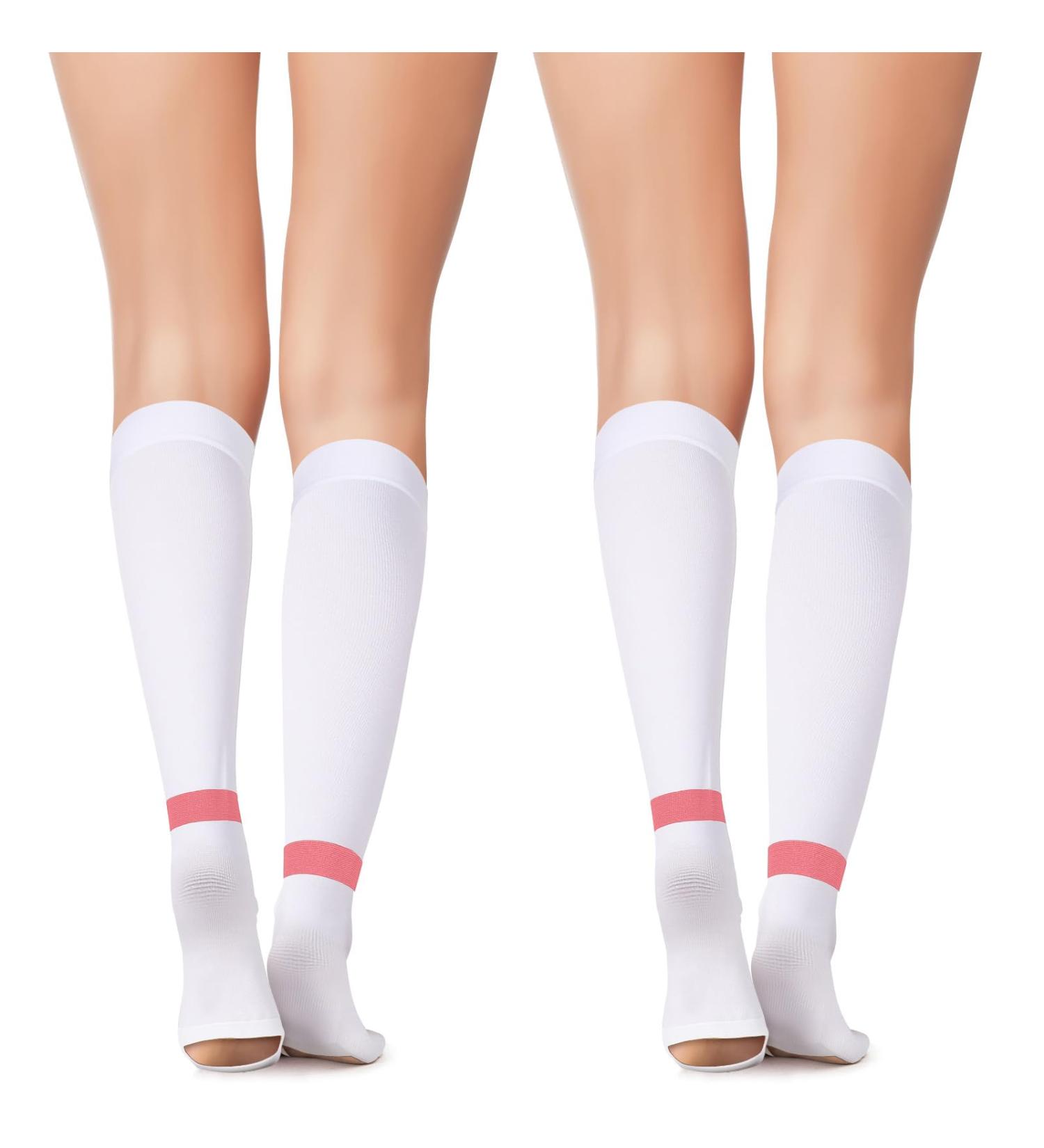 Shop 2 Pairs TED Hose Compression Stockings for Men & Women | Knee High 15-20 mmHg | Anti-Embolism | Medium Orange Stripe - Buy Online on GoSupps.com