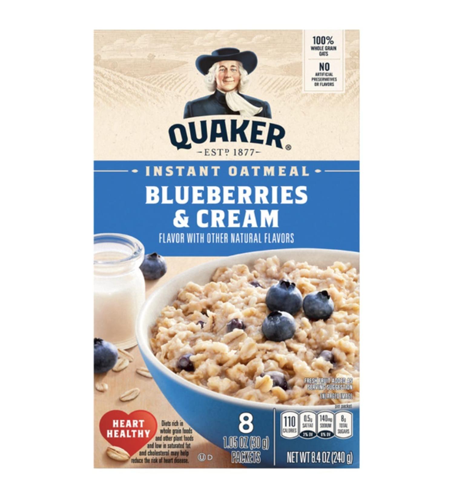 Quaker Instant Oatmeal Blueberries & Cream 2-Pack - Buy Online on GoSupps.com