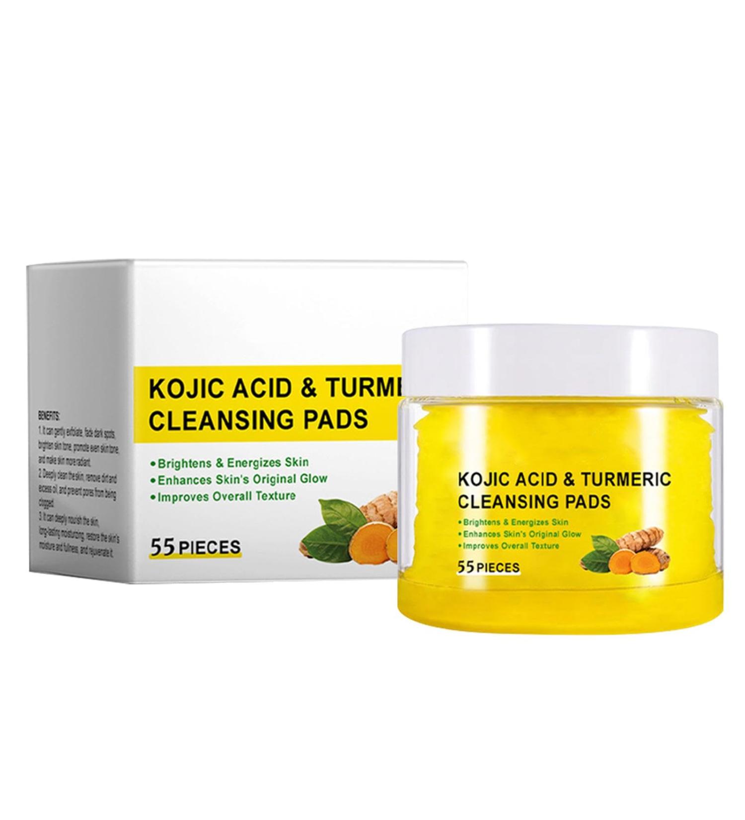KojicAcid And Turmeric Pads Turmeric KojicAcid Pads Exfolia-ting Unclog Pores Turmeric Cleansing Pads For Dark Spots Dull Skin Helps Balance Skin Oil And Water - Buy Online on GoSupps.com